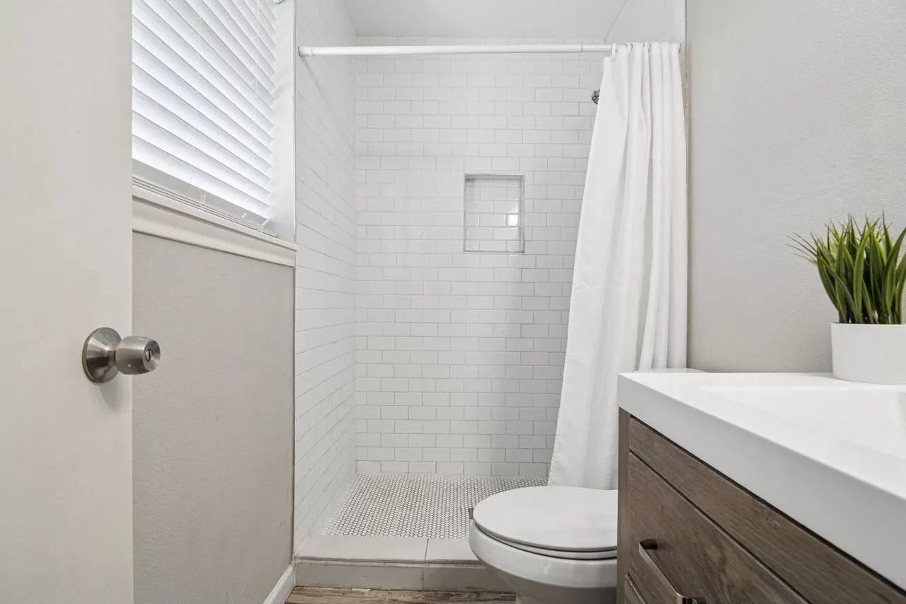 Updated Primary Bath has Shower with subway tile