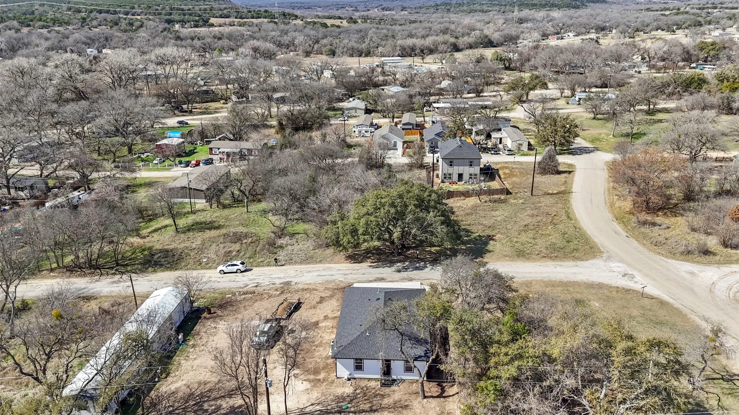 Aerial perspective of suburban area