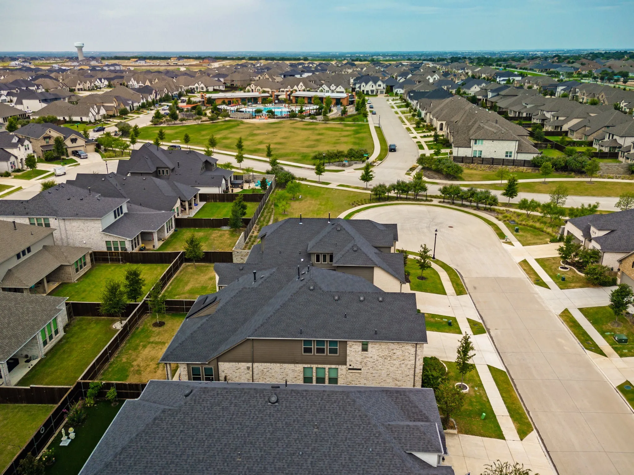 Aerial perspective of suburban area