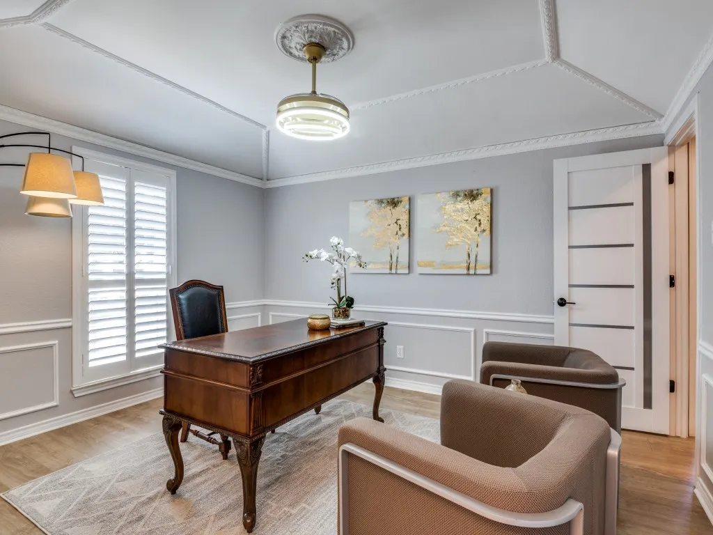 Office with new French doors makes a wonderful spot to work.
