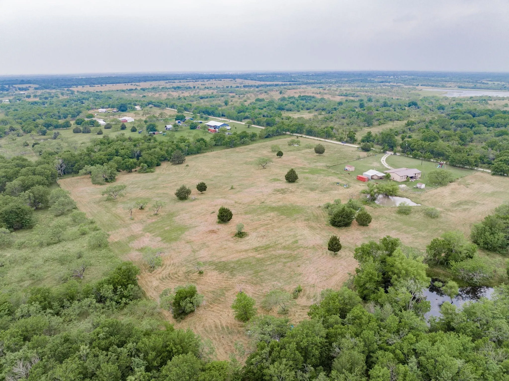Aerial view of sparsely populated area