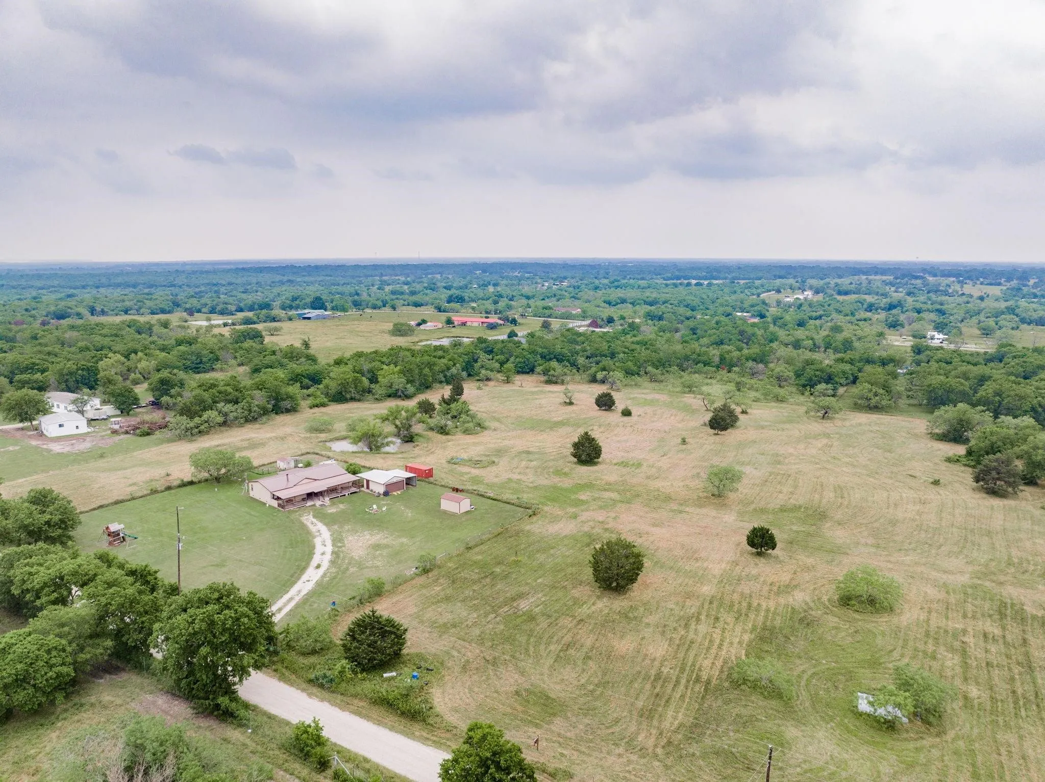Aerial view of sparsely populated area