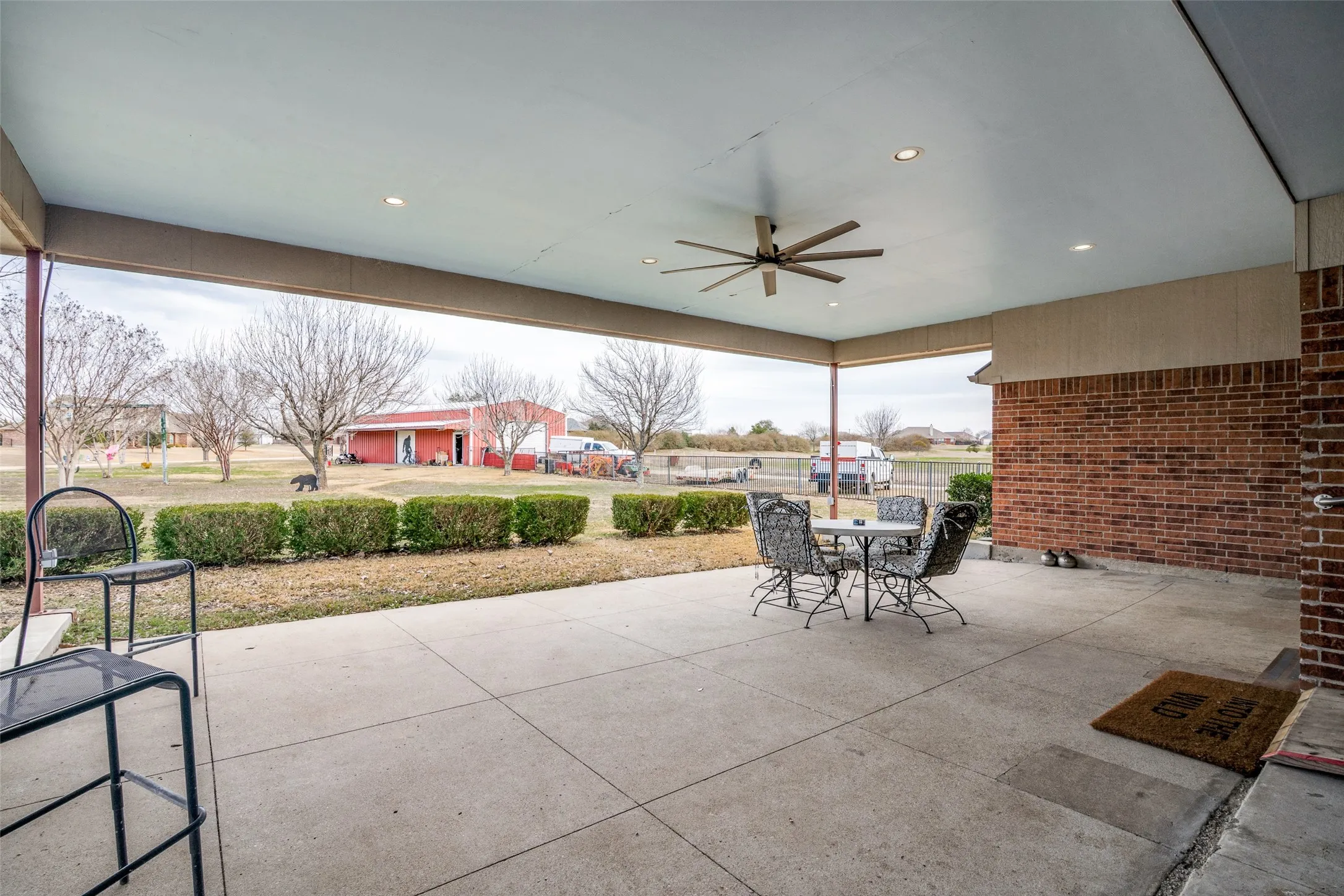 View of patio / terrace with outdoor dining space and ceiling fan