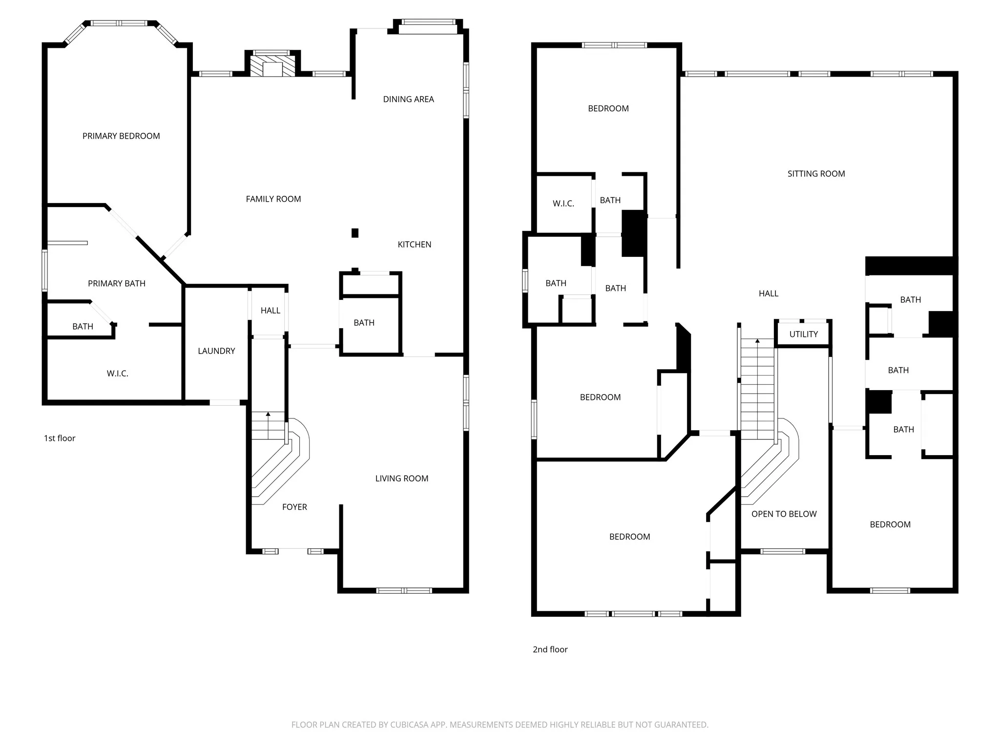 Two-story floor plan highlighting room layout and flow throughout the home.