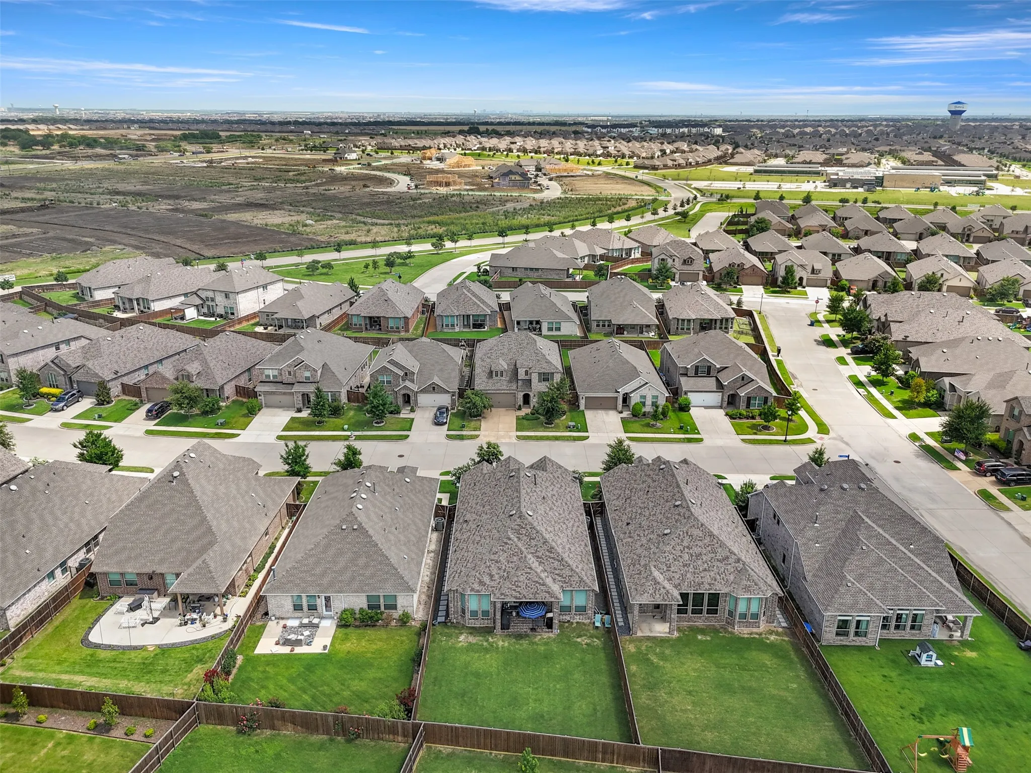 Aerial perspective of suburban area