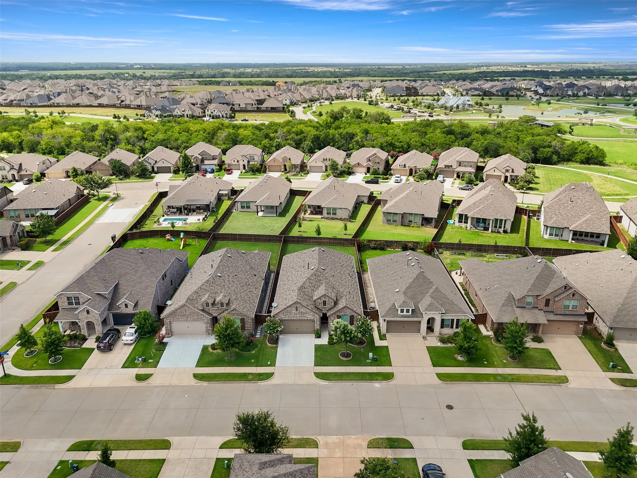 Aerial perspective of suburban area