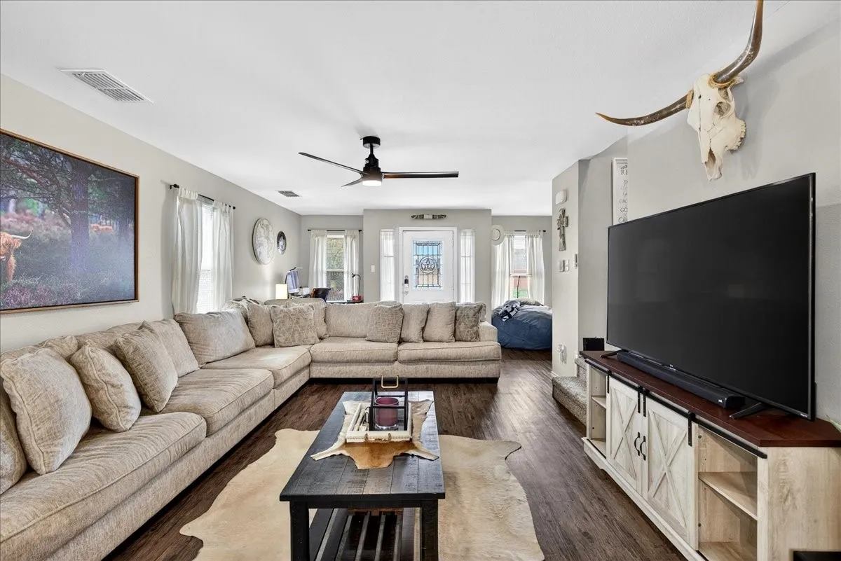 Open, flowing living room