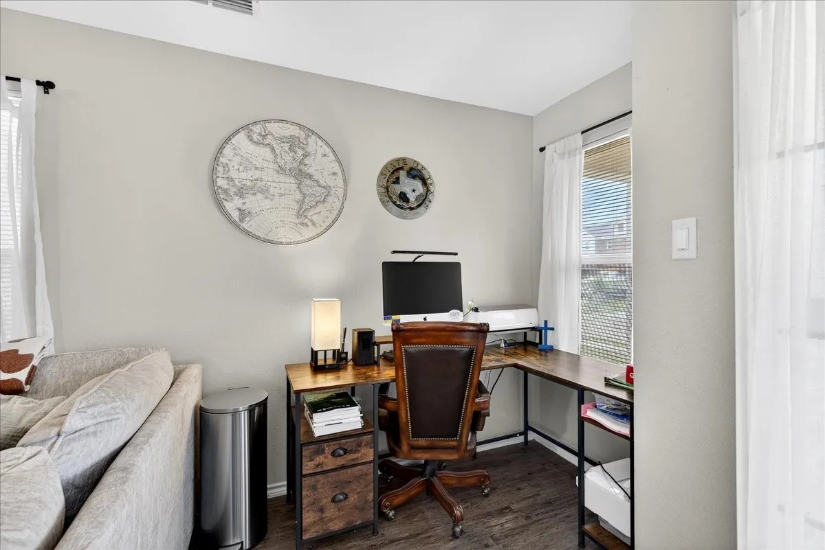 Entry of the home is being used as a home office space