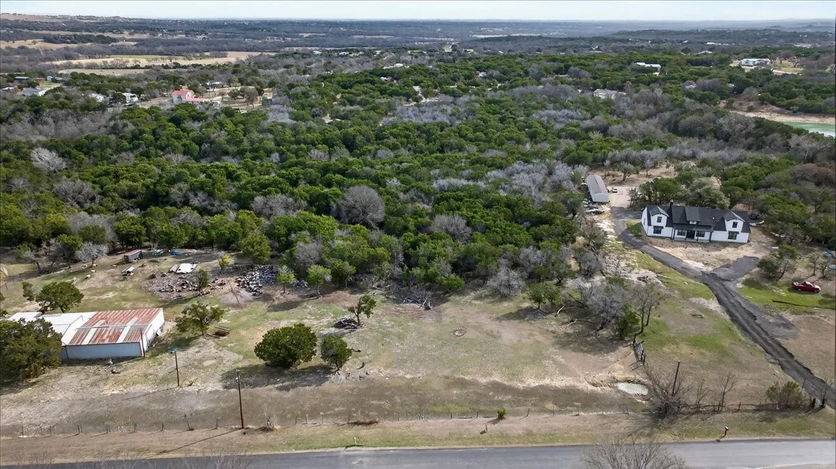 Bird's eye view of a heavily wooded area