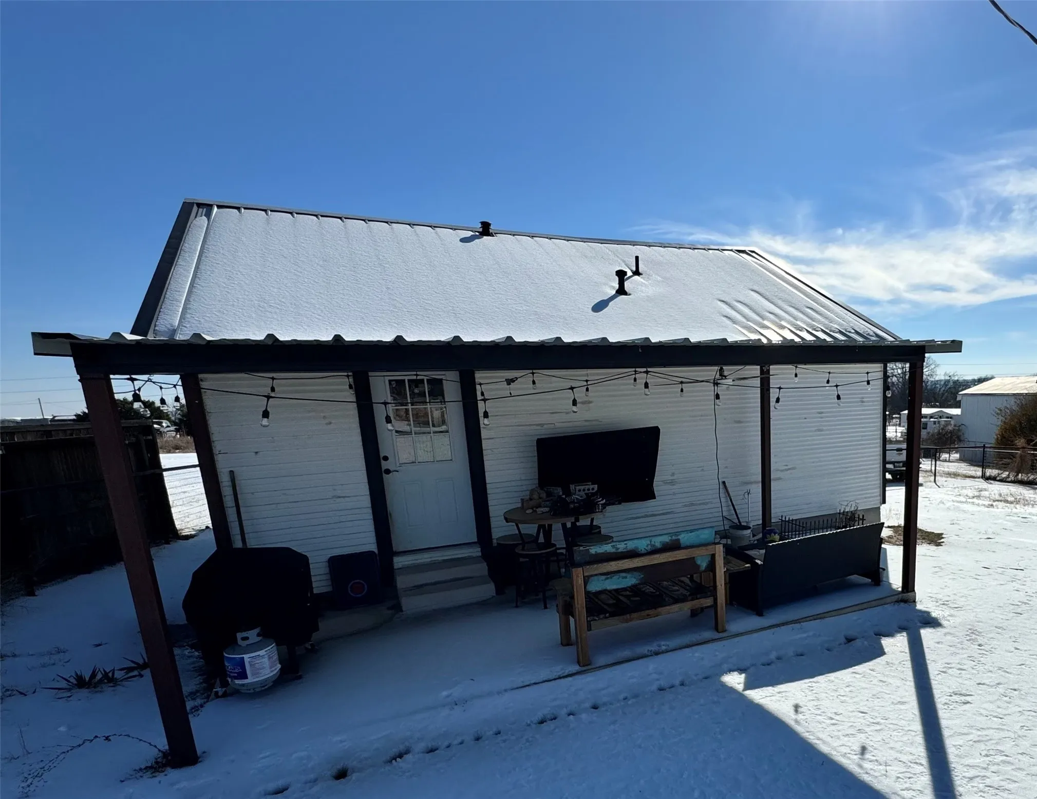View of covered back patio