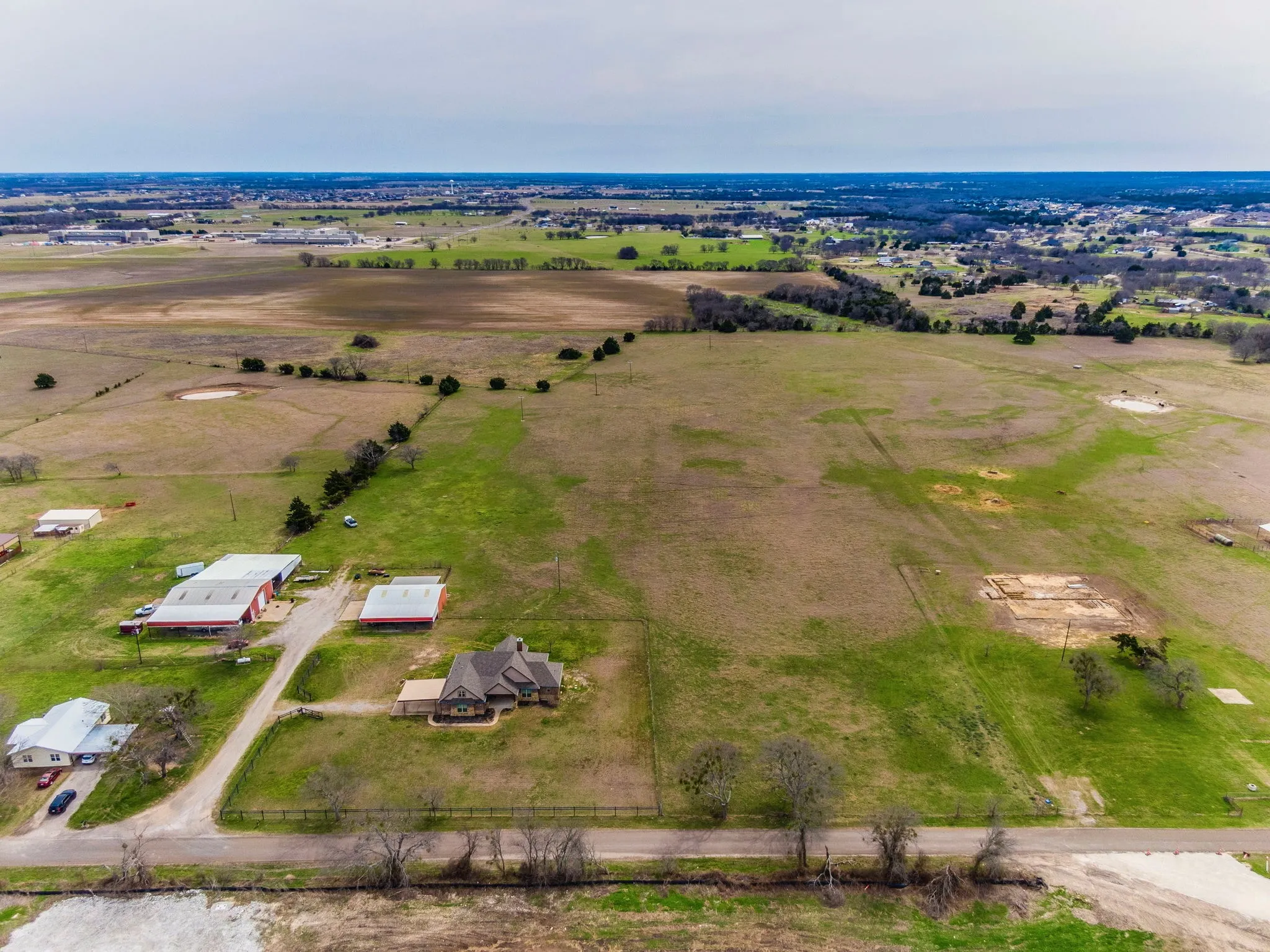 Aerial view of sparsely populated area
