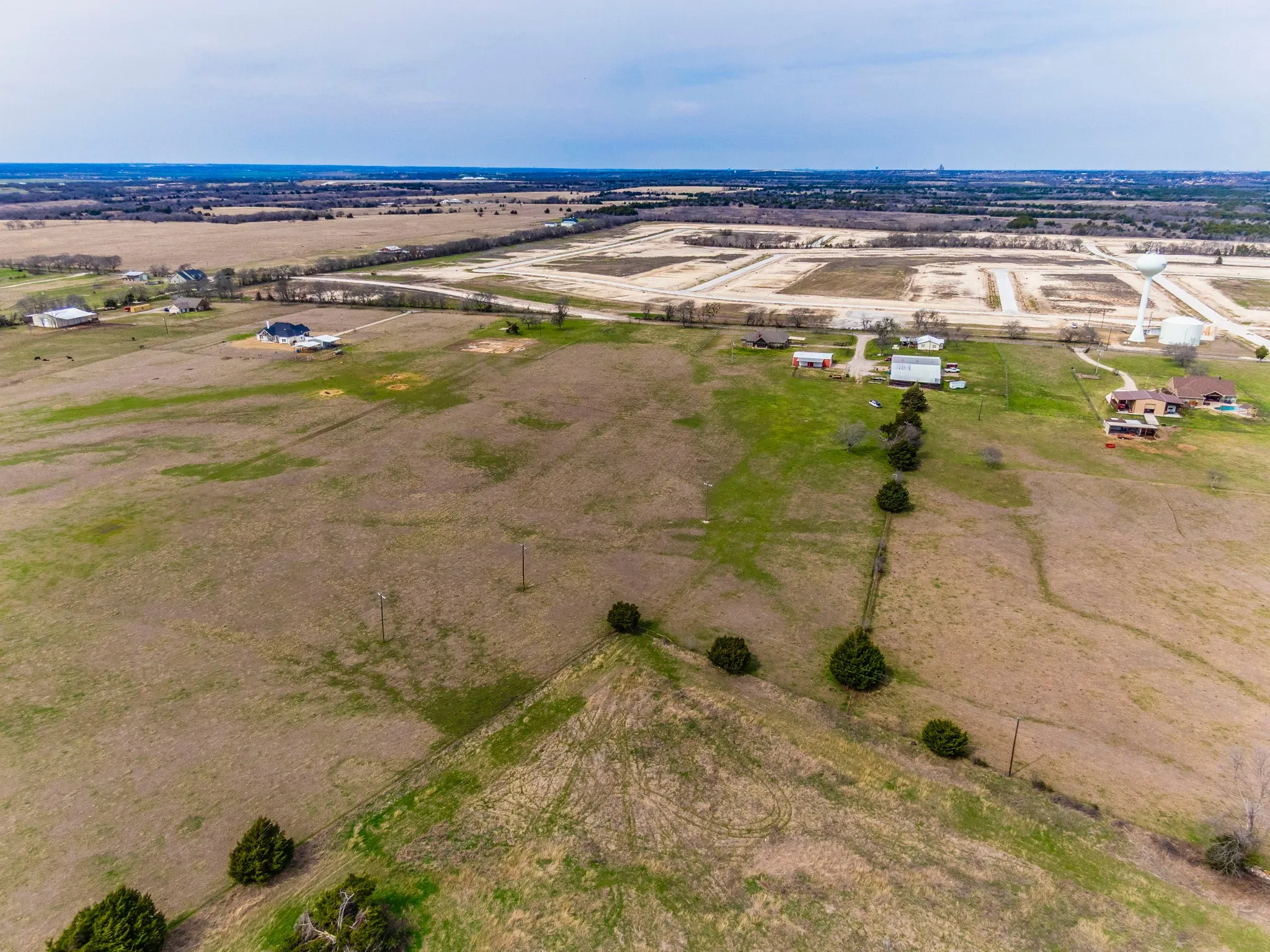 Aerial view of sparsely populated area