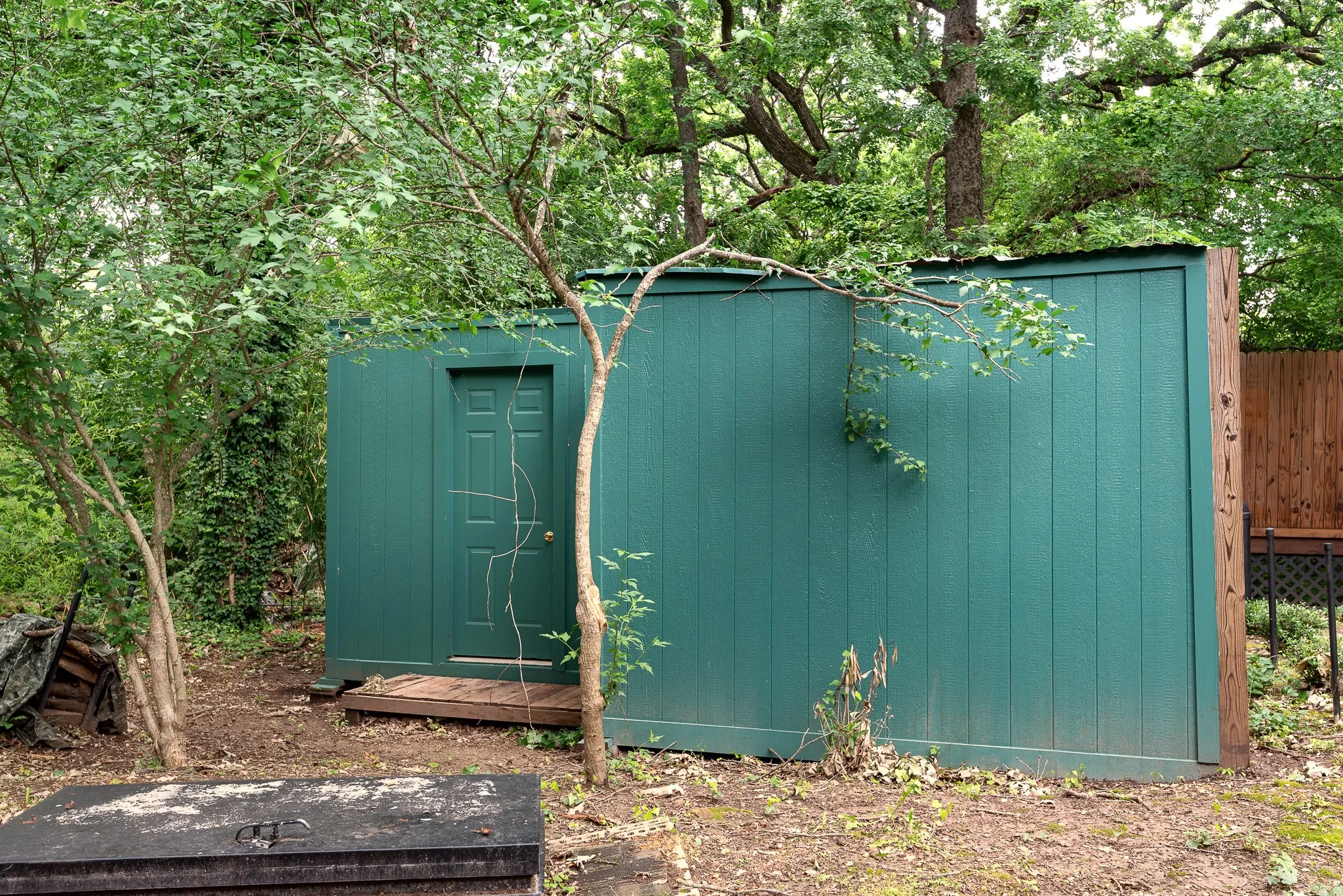 One of three storage buildings