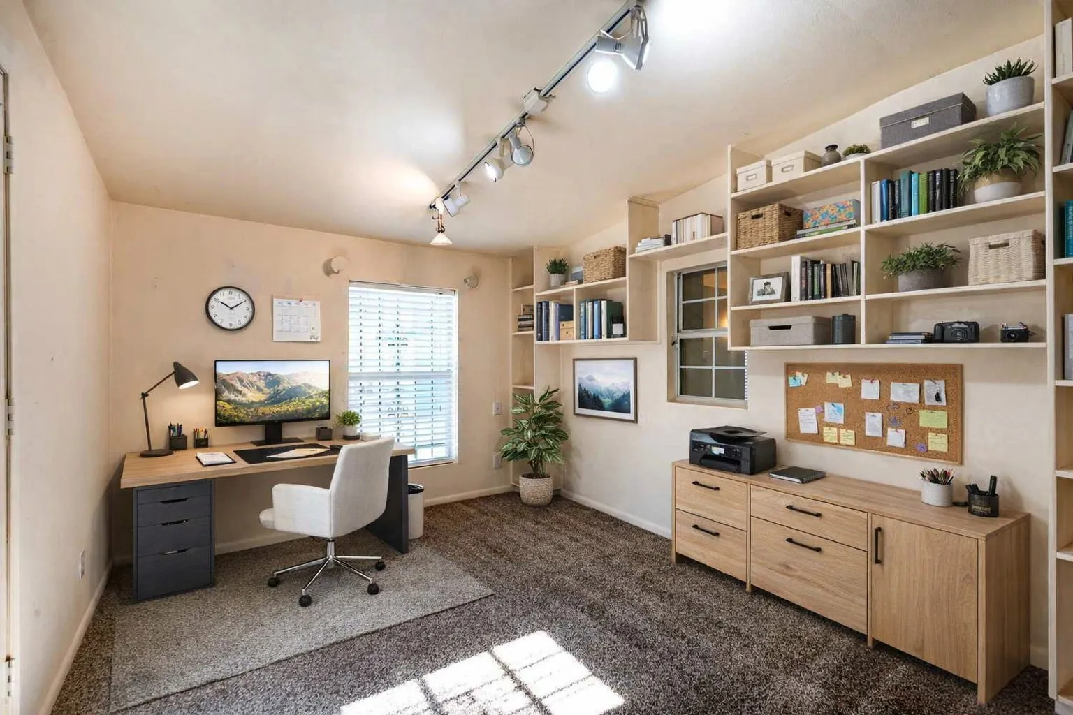 Virtually staged - Private office with built ins