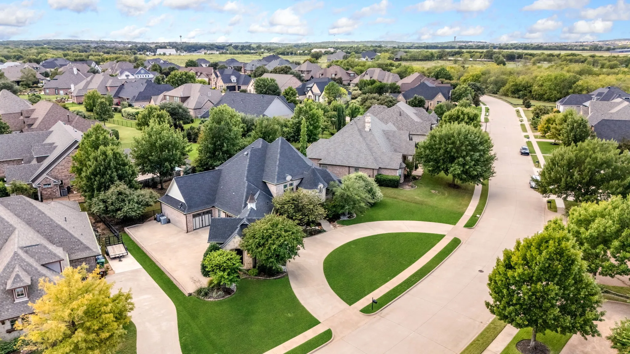 Aerial perspective of suburban area