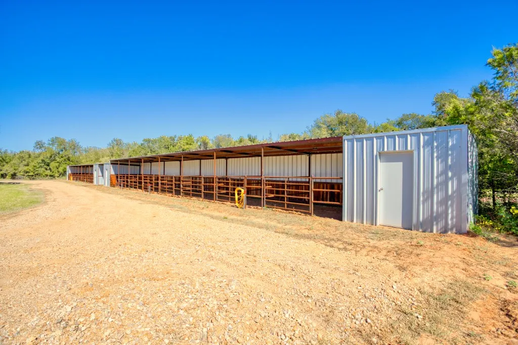 View of horse barn