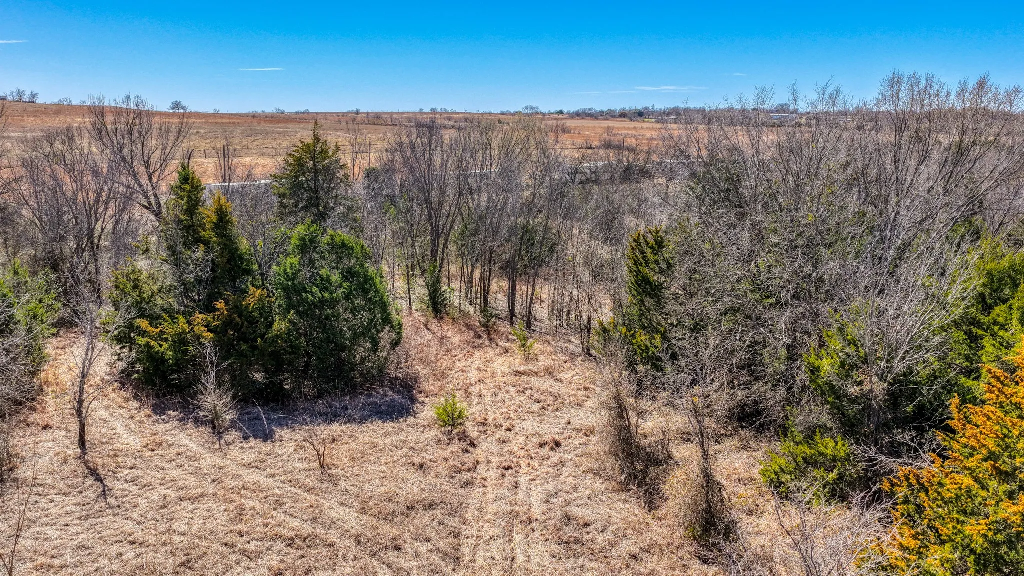 Aerial view of sparsely populated area