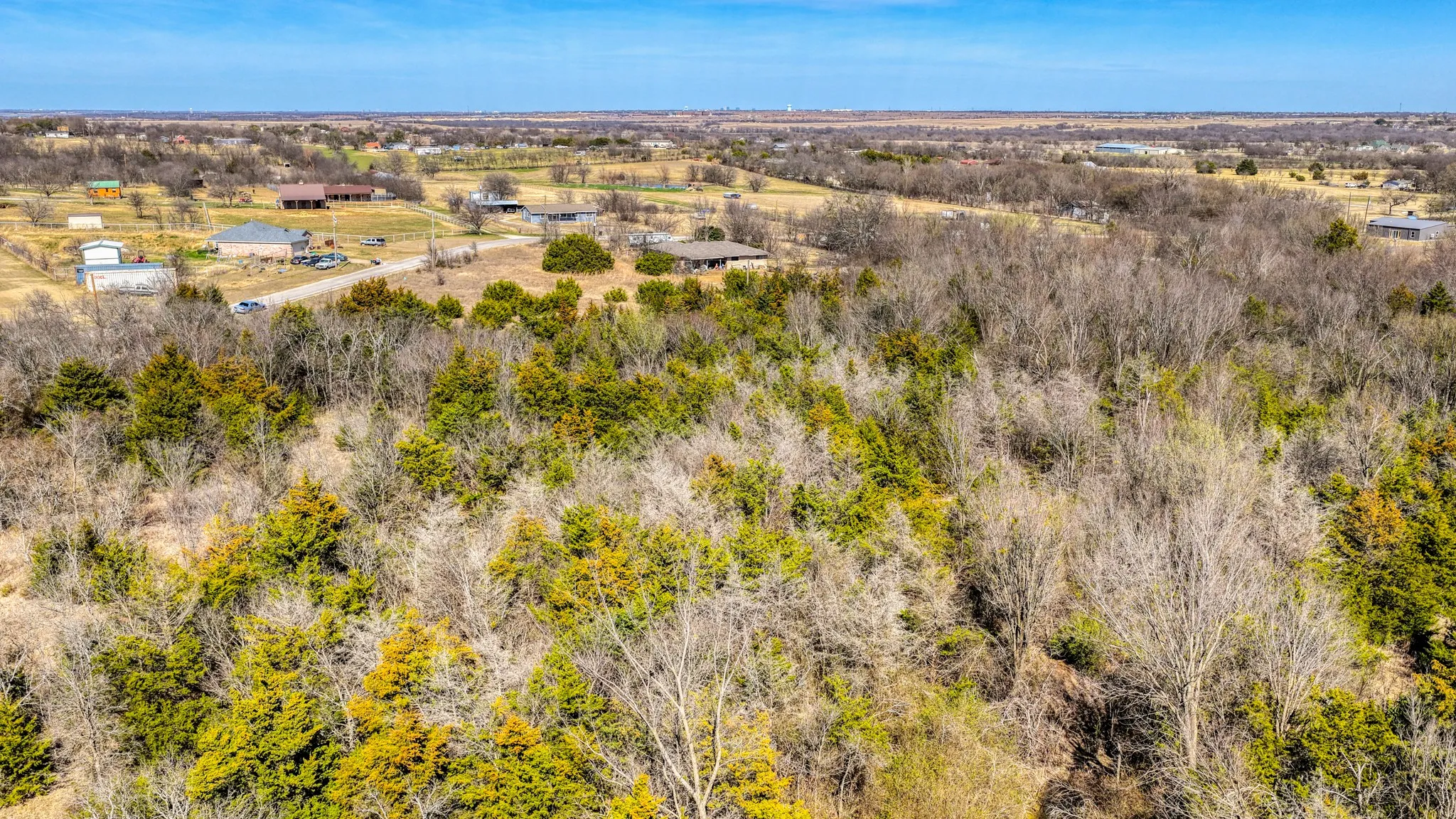 Aerial view of sparsely populated area