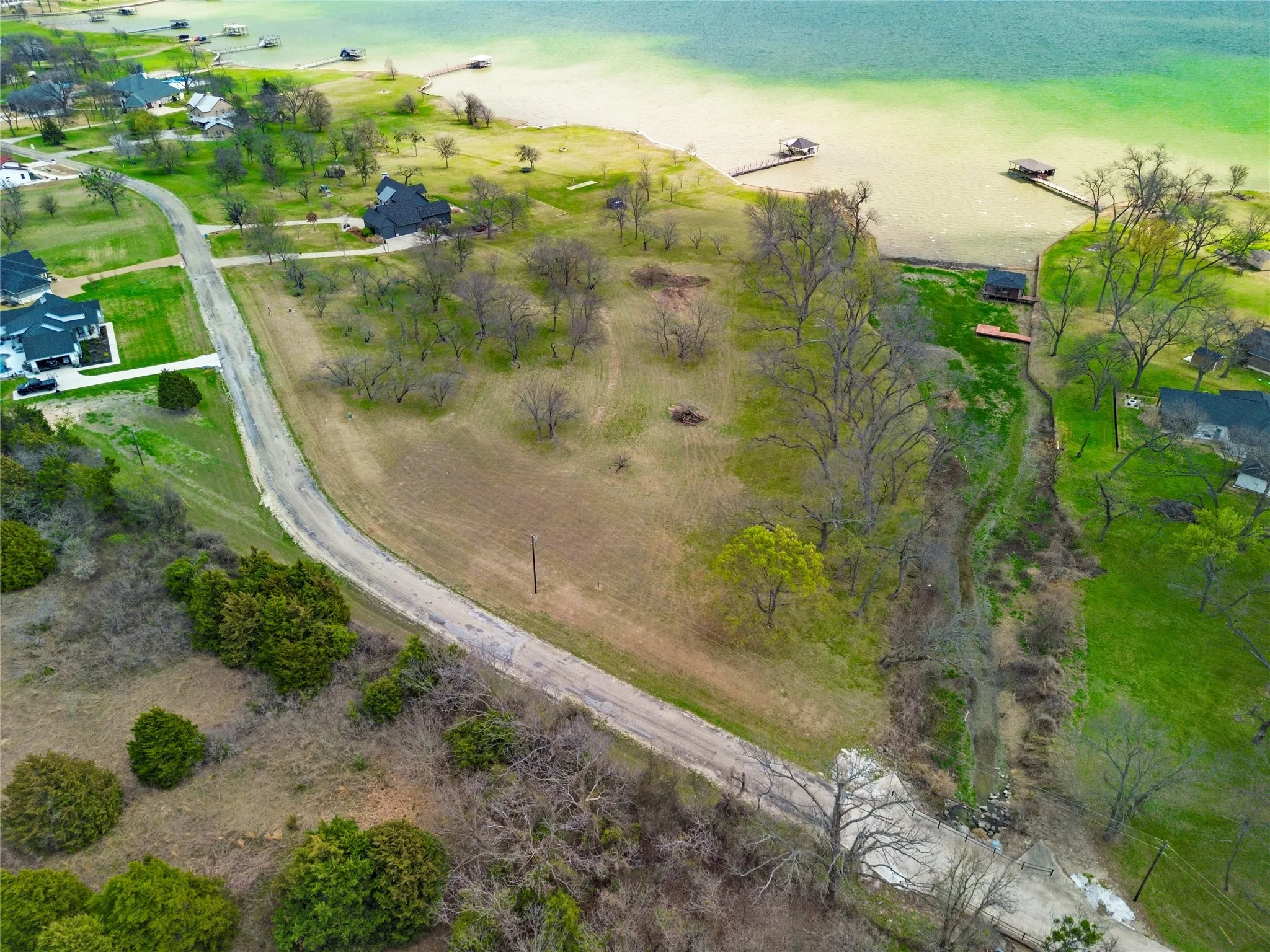 Drone / aerial view of a nearby body of water