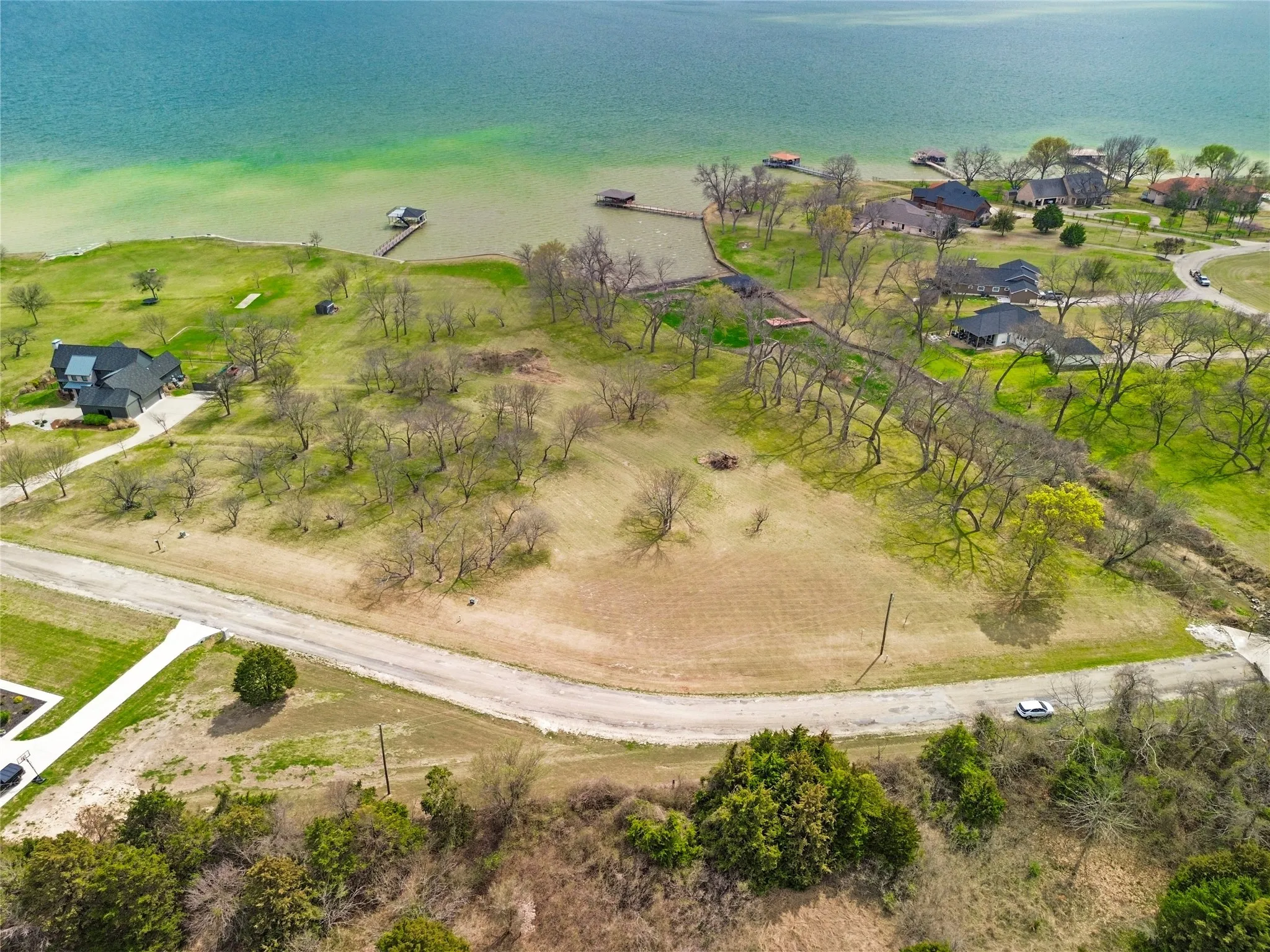 Drone / aerial view of a nearby body of water