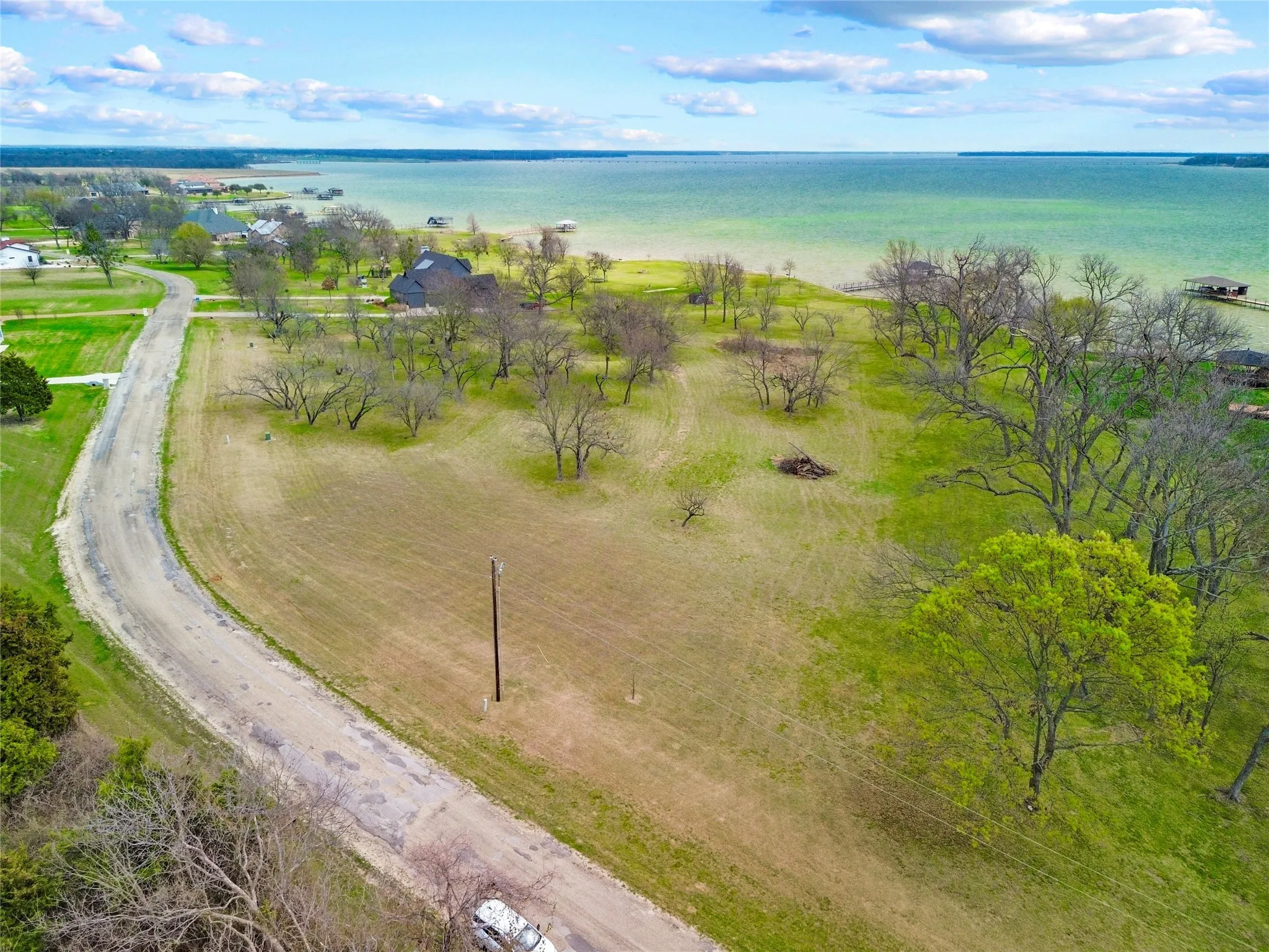 Drone / aerial view of a nearby body of water