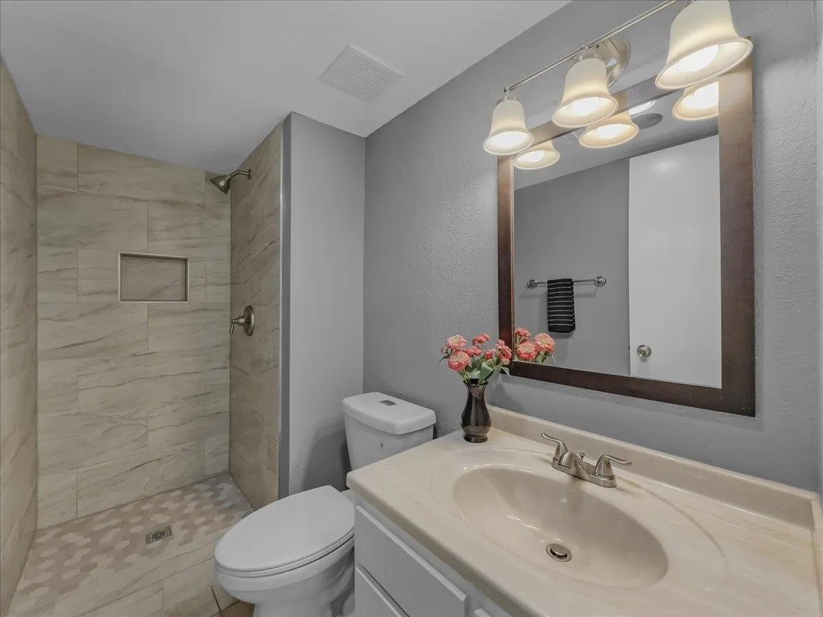 Downstairs with new shower stall