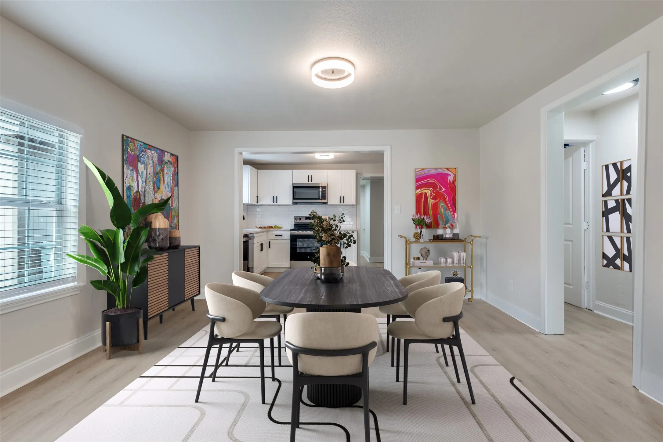 Virtually staged dining area