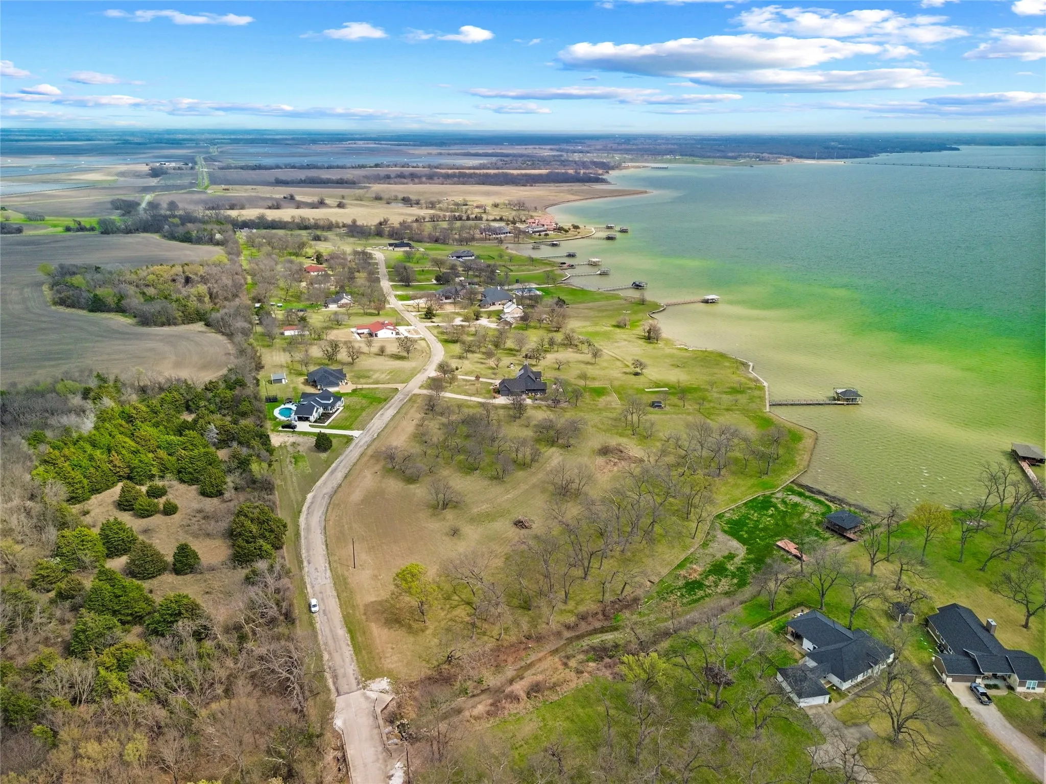 Drone / aerial view of a nearby body of water