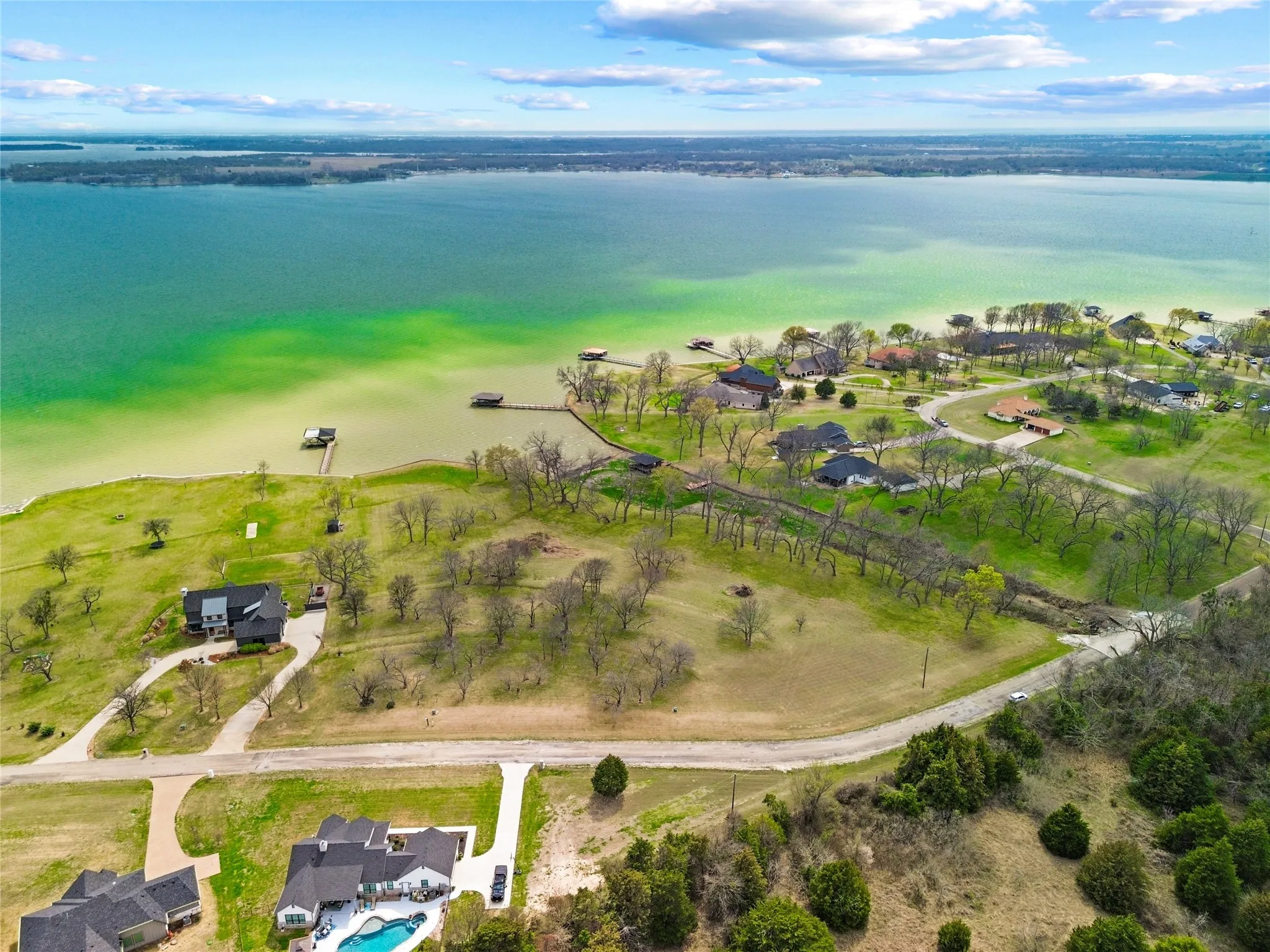 Drone / aerial view of a nearby body of water