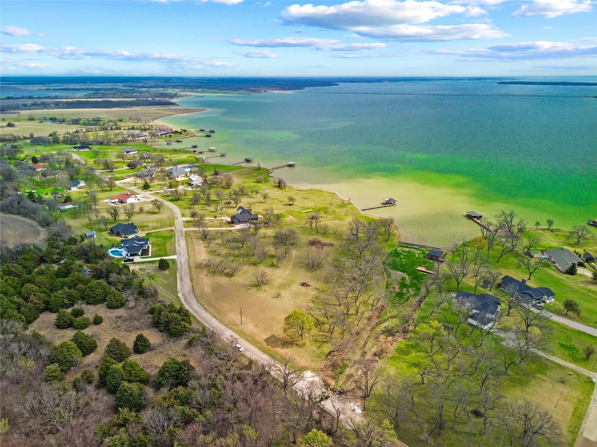 Aerial view of a large body of water