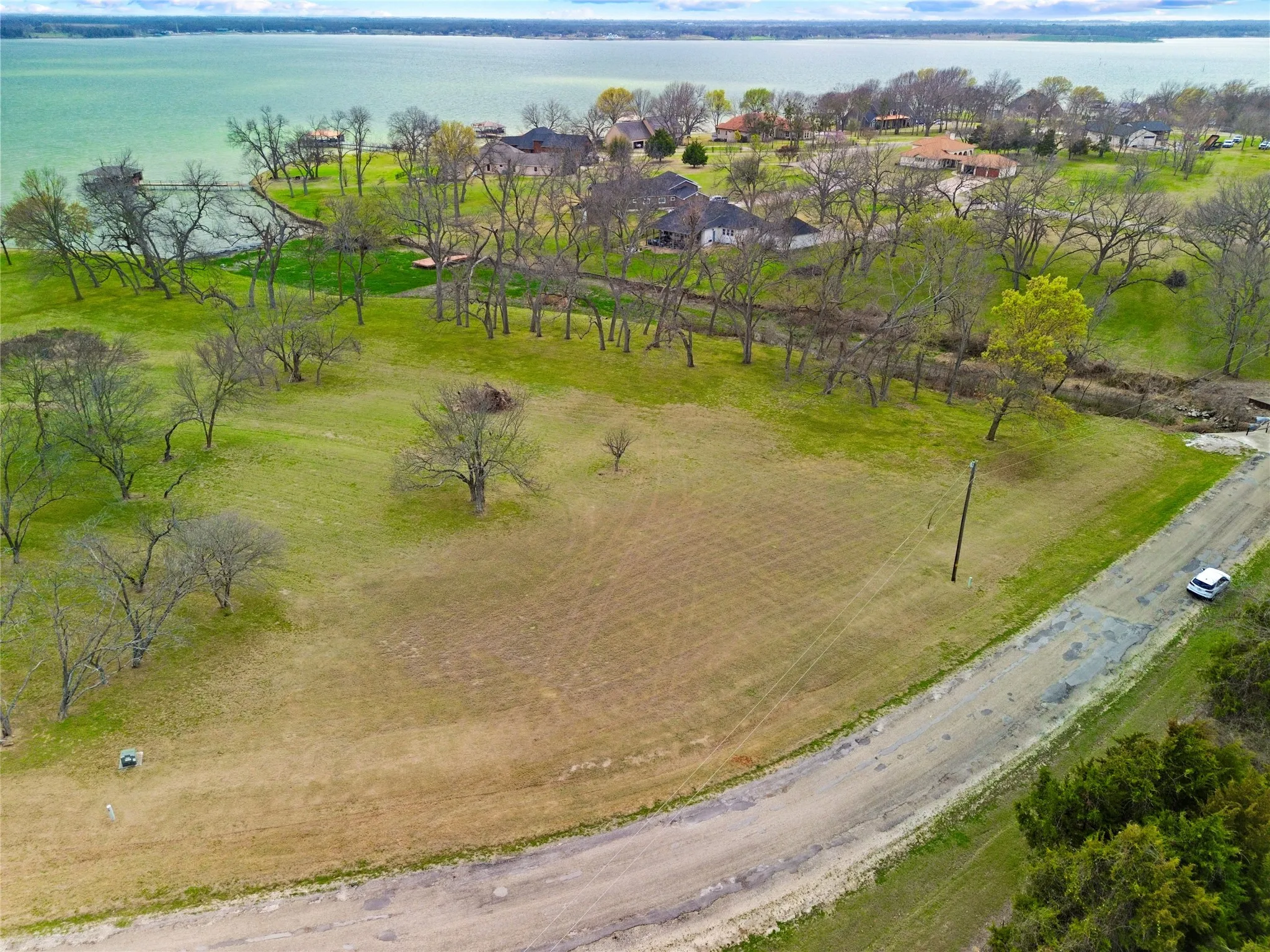 Bird's eye view of a nearby body of water