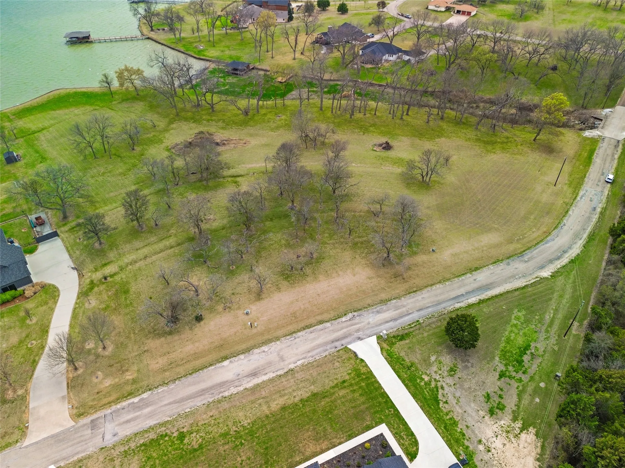 Drone / aerial view of a nearby body of water