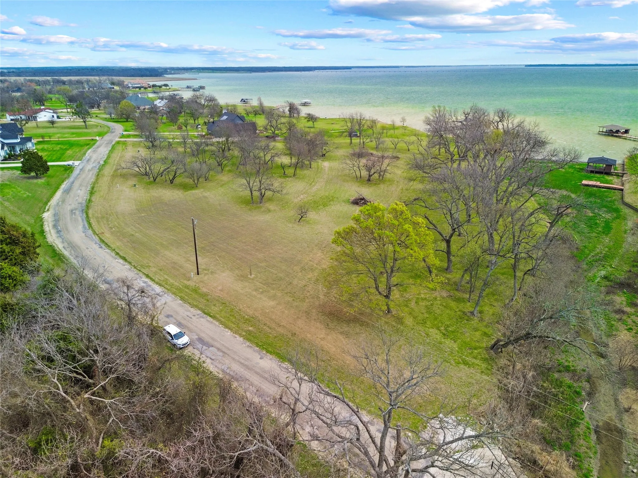 Drone / aerial view of a nearby body of water
