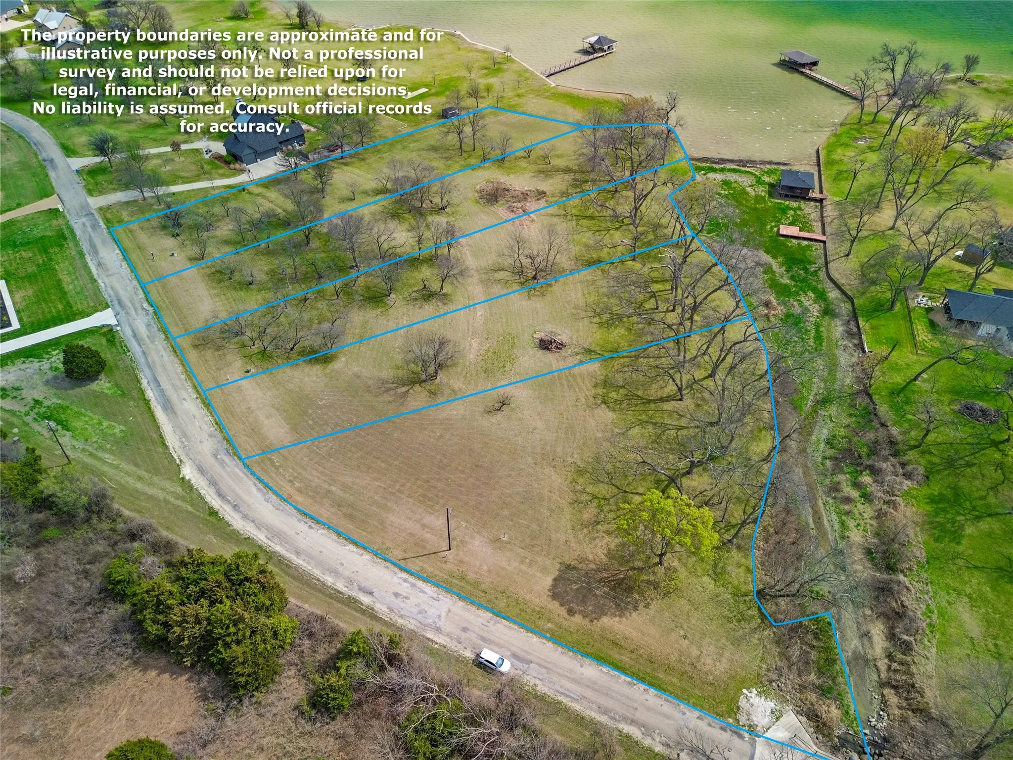 Overview of rural landscape with property boundaries highlighted