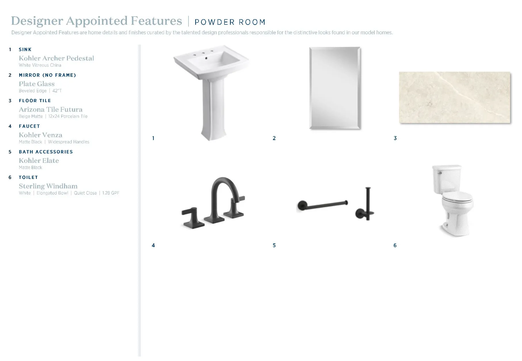 Ridgehaven Transitional- Powder Room Selections