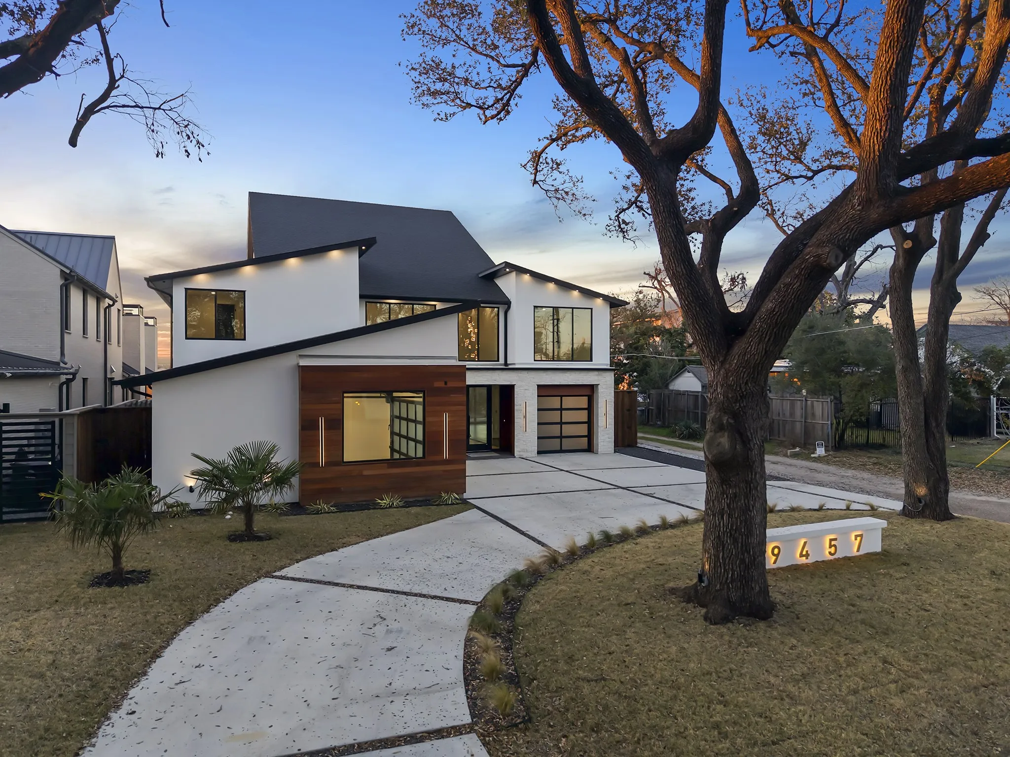 Architectural drama in stucco and wood - a true statement home on Waterview