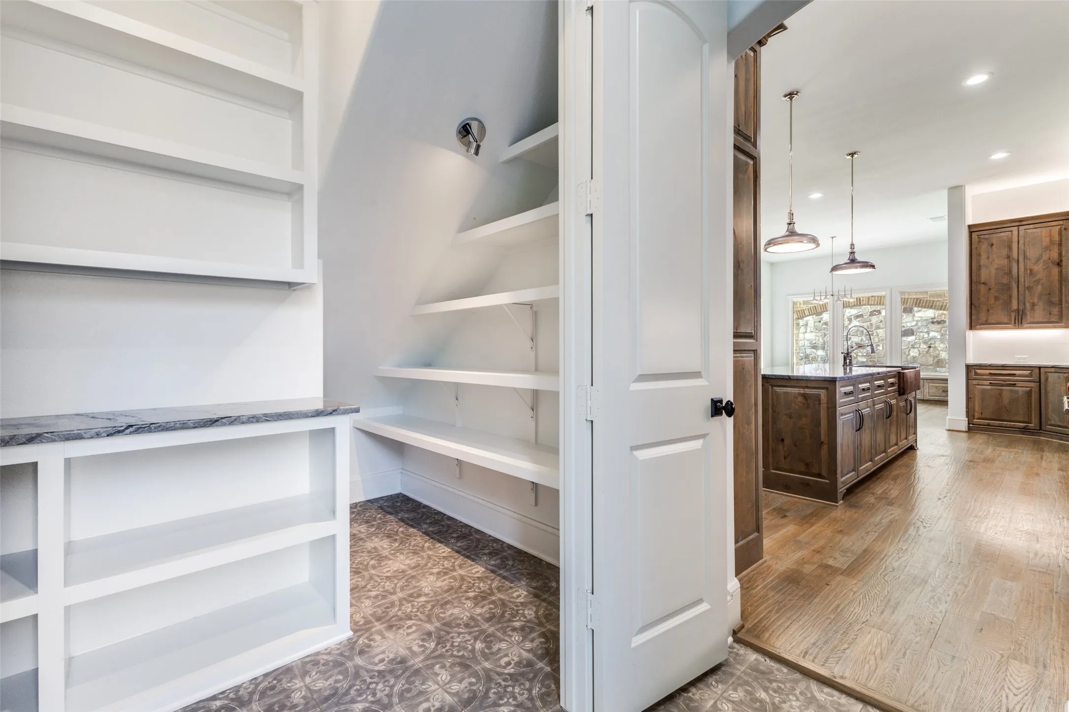 Huge pantry with well thought out storage options.