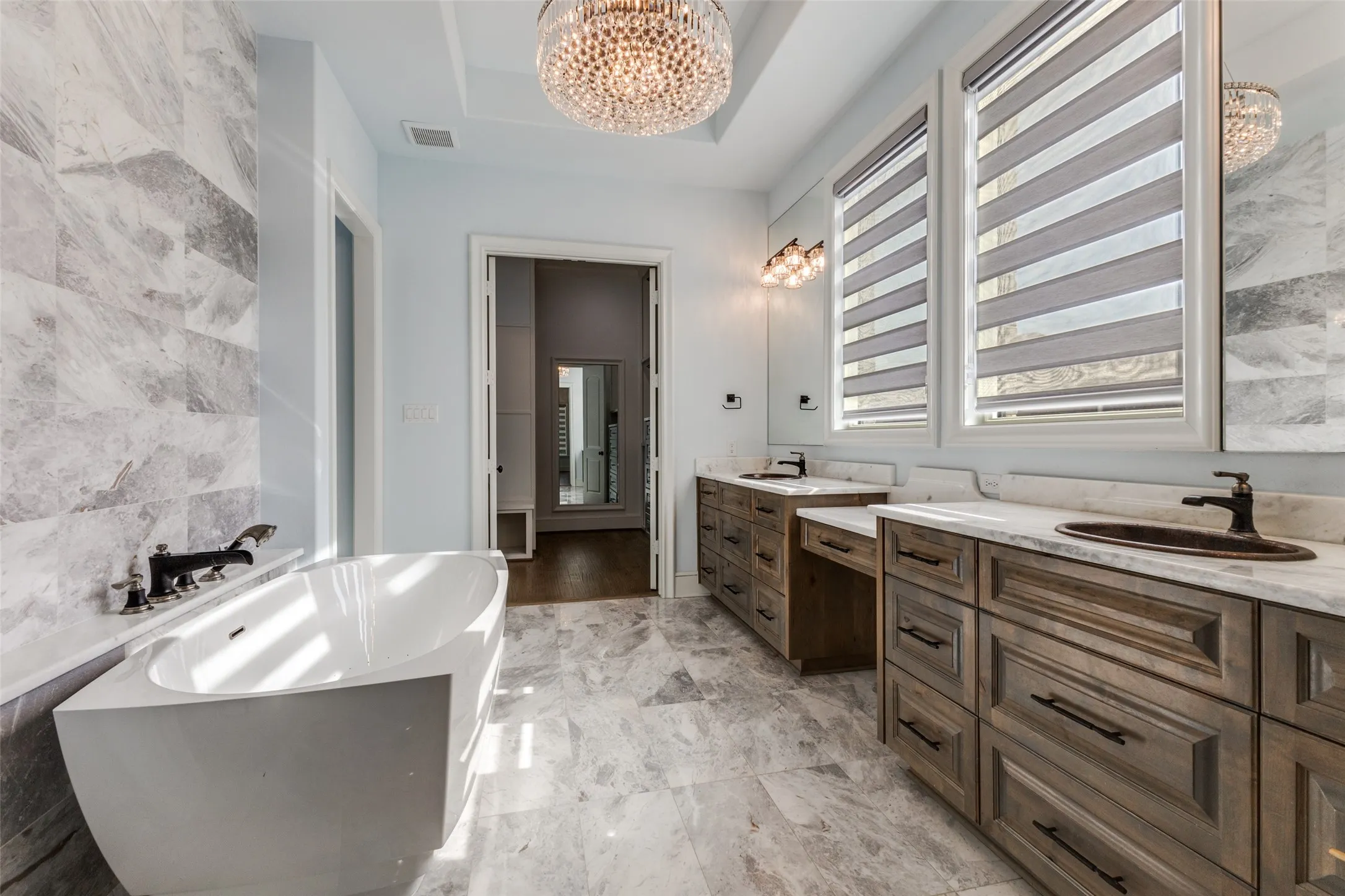 Primary bath rivals any spa with Bain Ultra Tub featuring hydro massage therapy.  Only the best in this home!