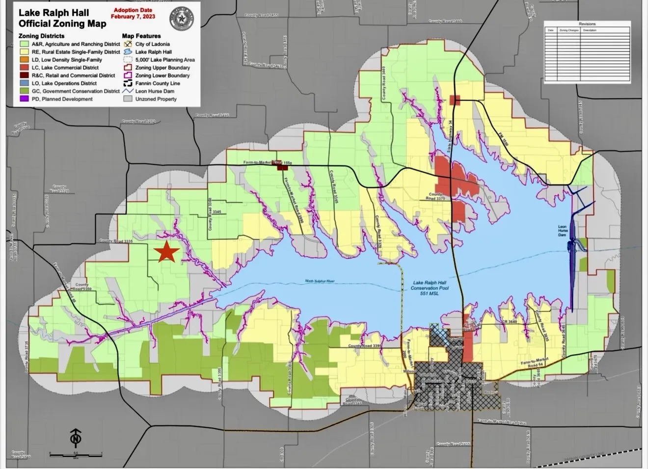 star on Map reflects property's proximity to the New LAKE RALPH HALL