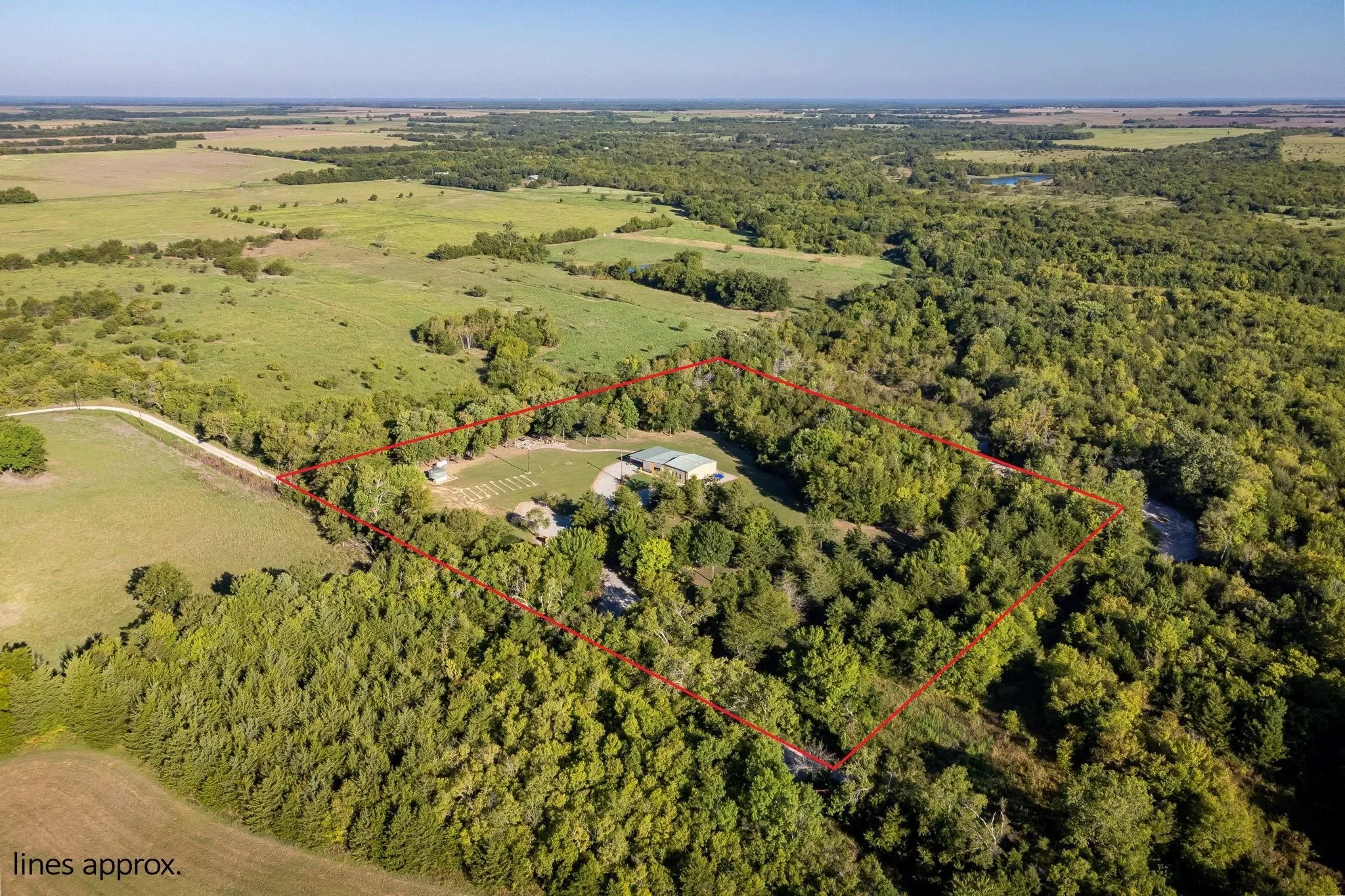 Aerial bird's eye view of property