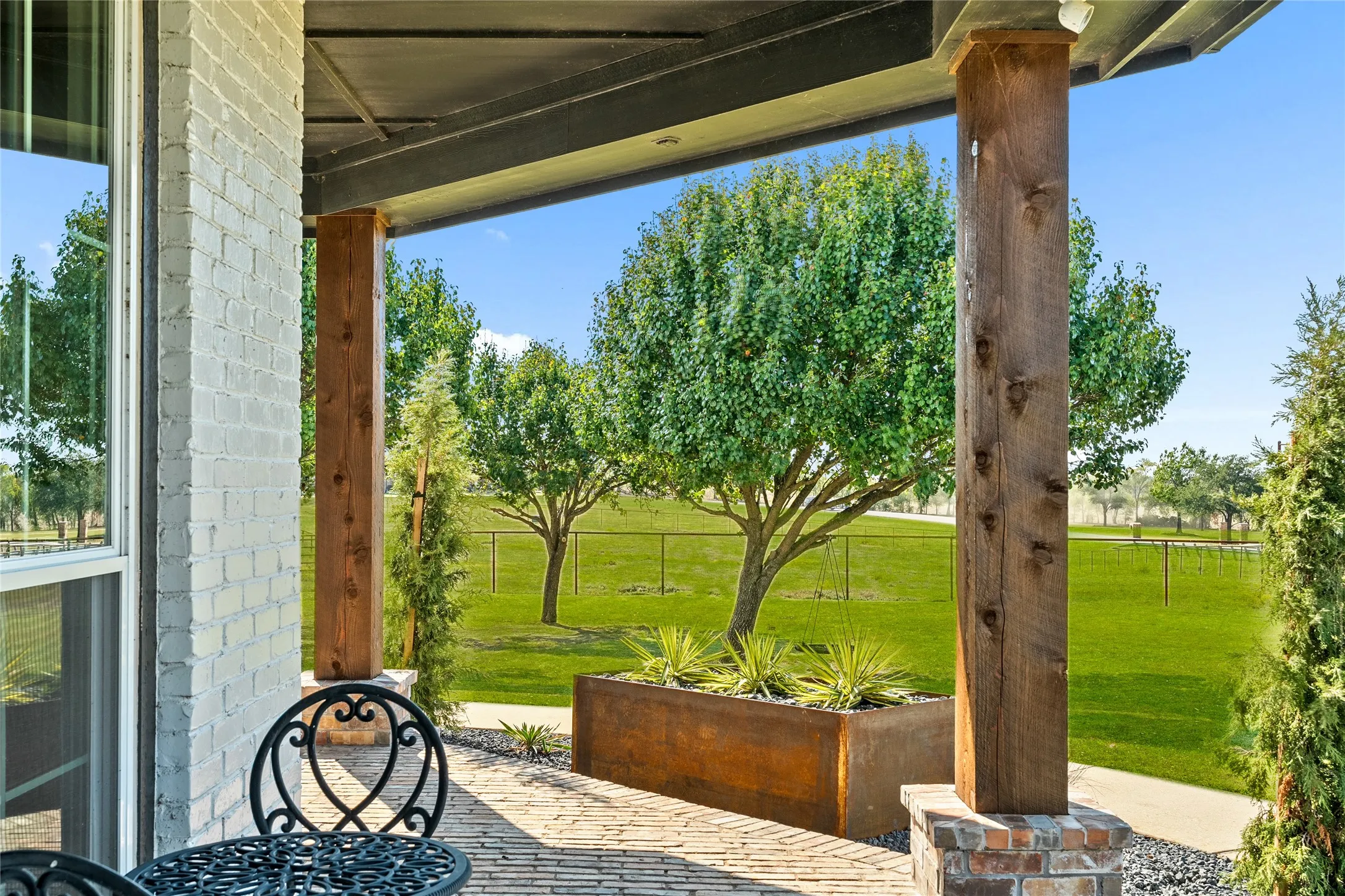 View of patio and yard.