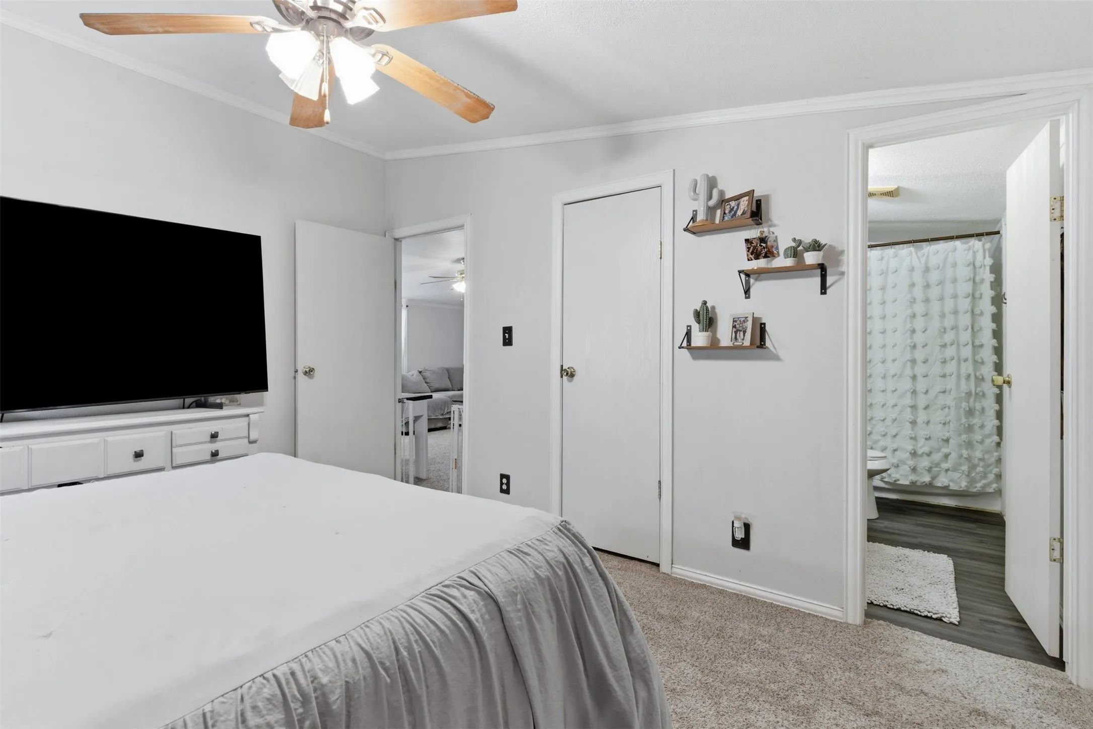 Primary bedroom and bathroom
