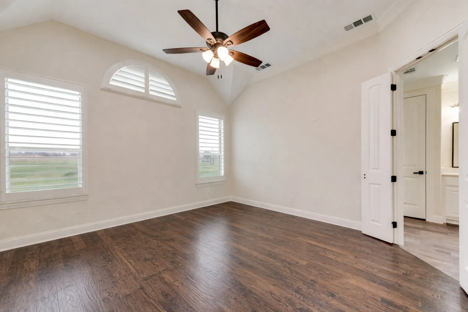 The owner's retreate is tucked away in the back of the home making it the perfect, peaceful refuge.