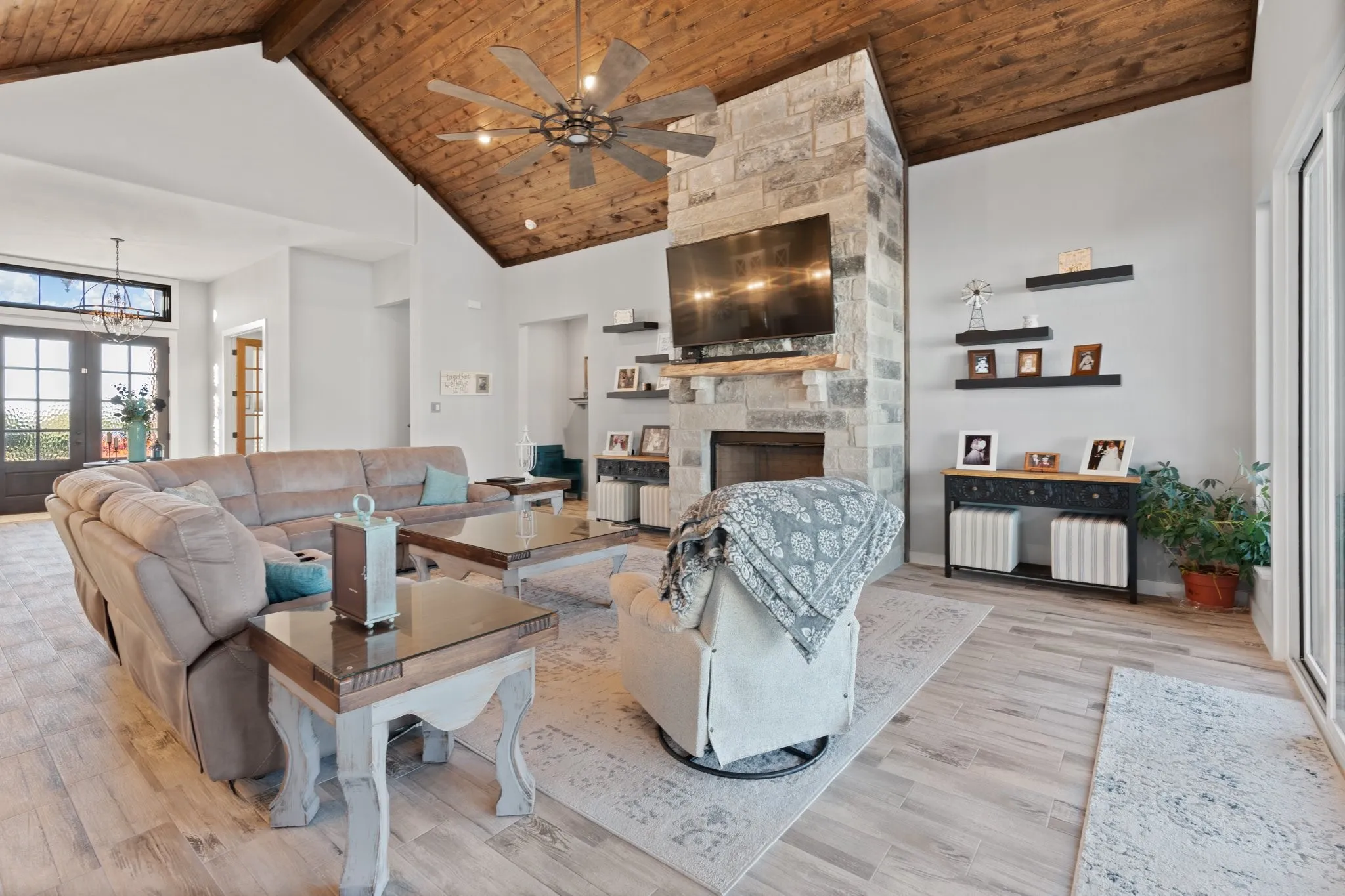 Living room with fireplace