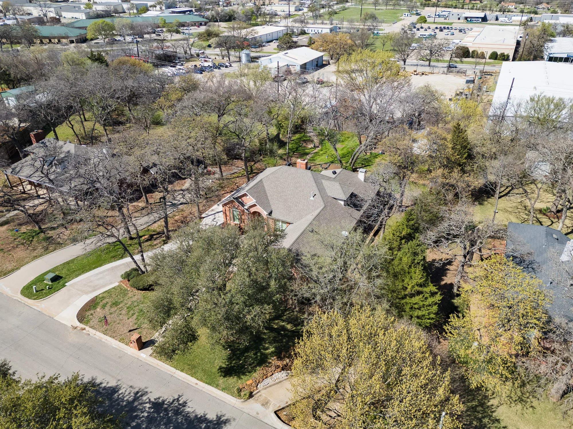 Aerial view of residential area