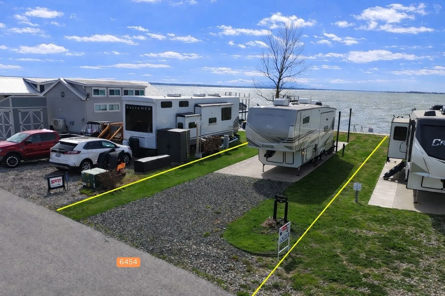 Boundary line view of the Peninsula Point waterfront lot in Kerens.