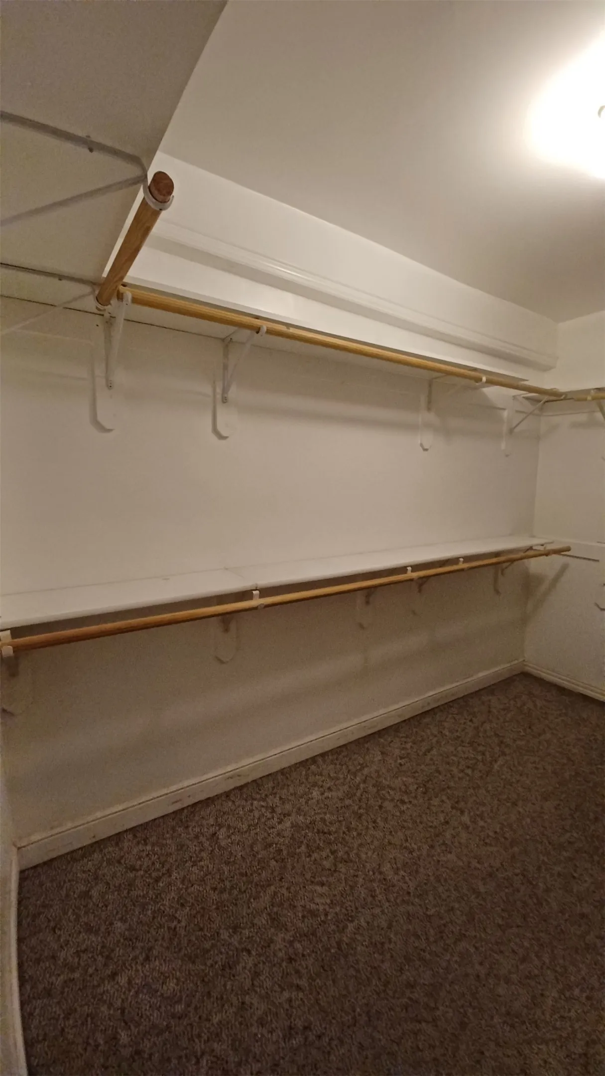 Walk in closet with dark carpet