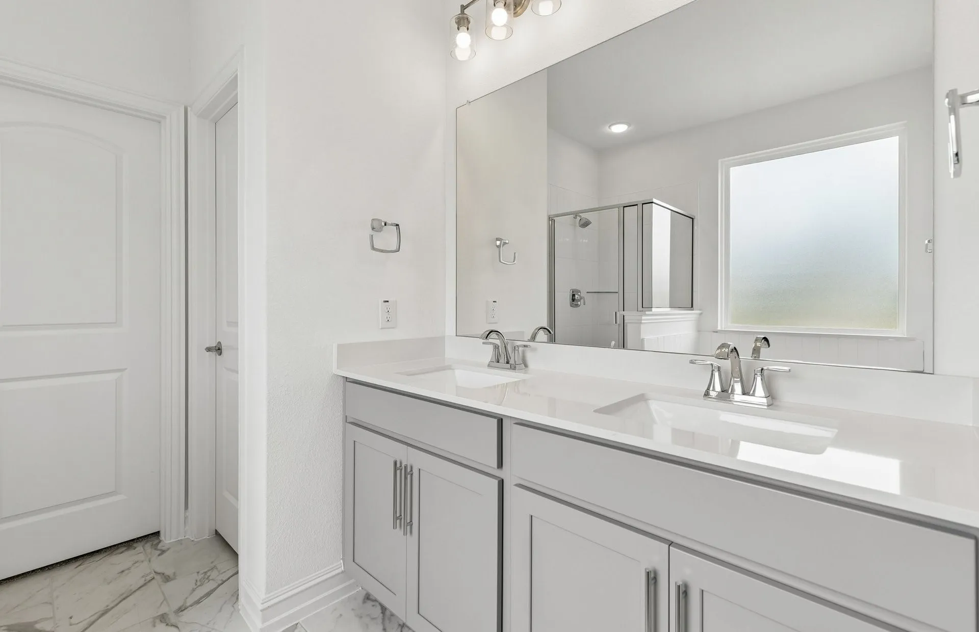 Primary bath with two vanities