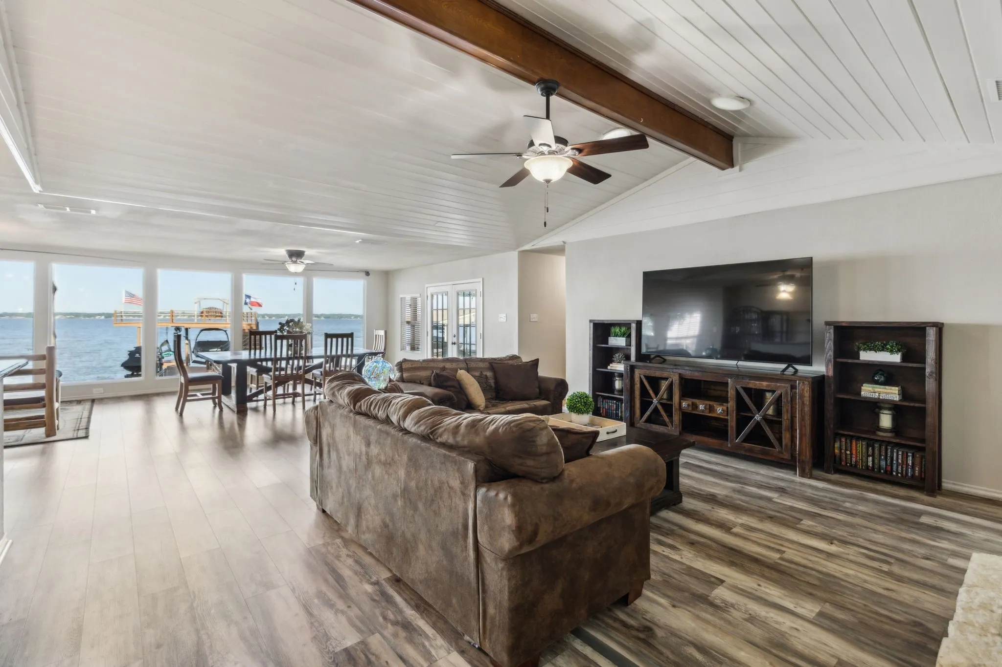 Spacious living room and dining area.