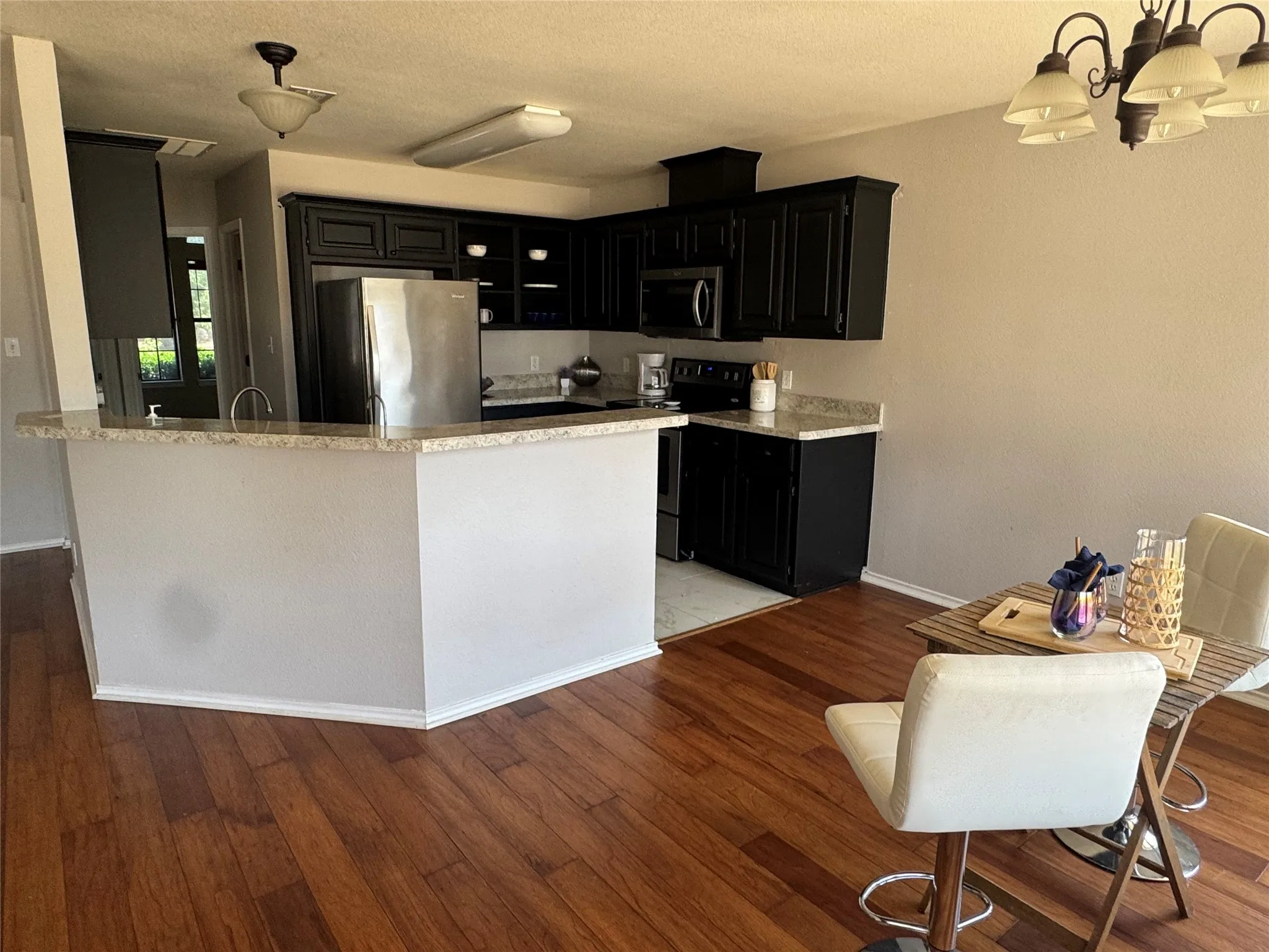 Kitchen is right off dining area
